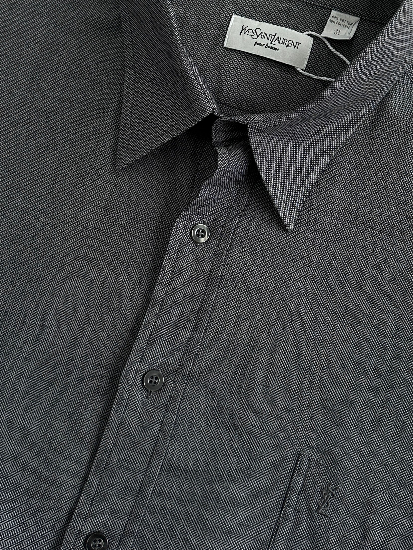 Yves Saint Laurent Pour Homme cotton logo shirt in size XL, featuring classic design and visible YSL branding.