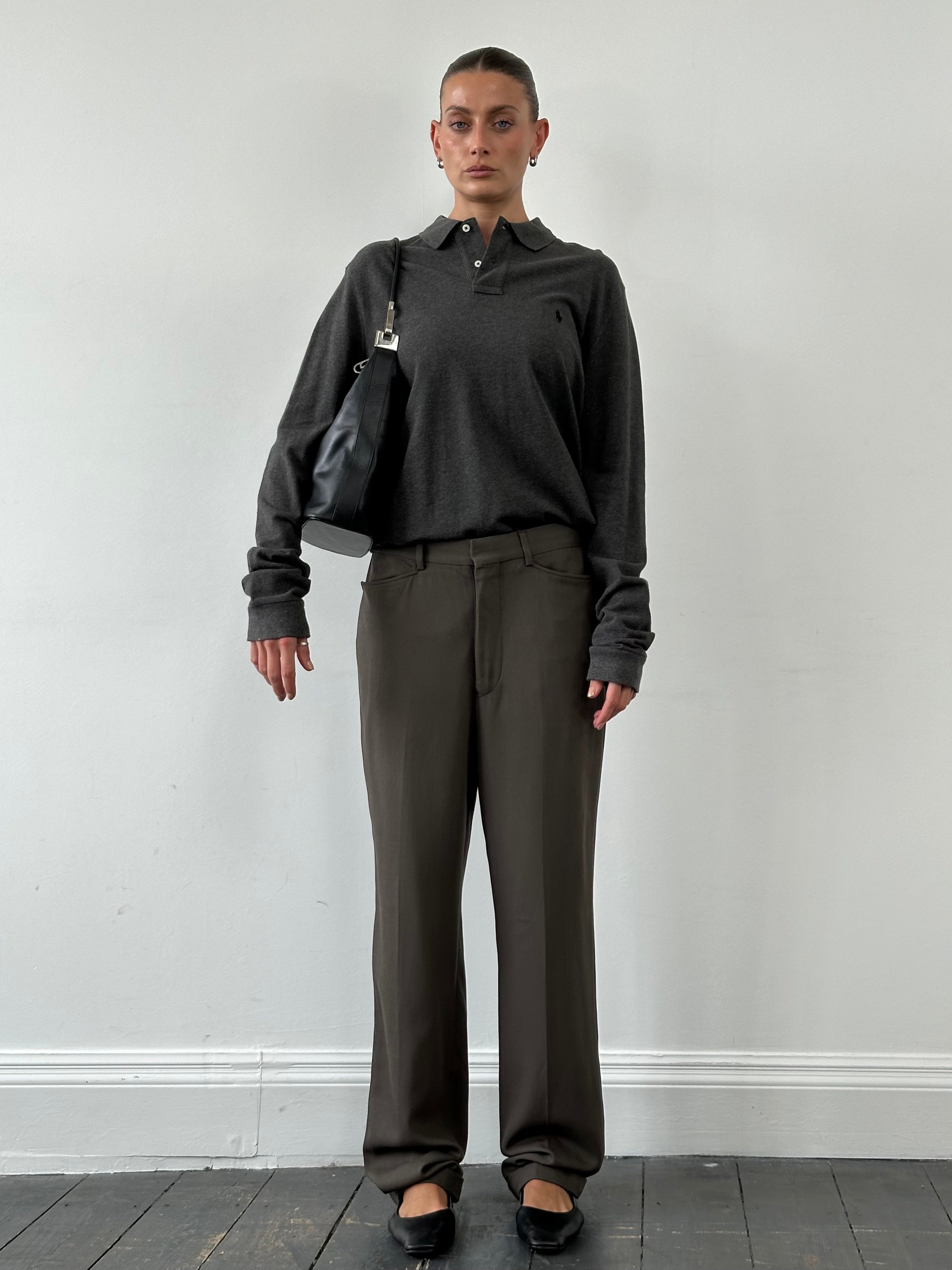 Giorgio Armani Wool Straight Leg High Waisted Trousers - W34 - SYLK