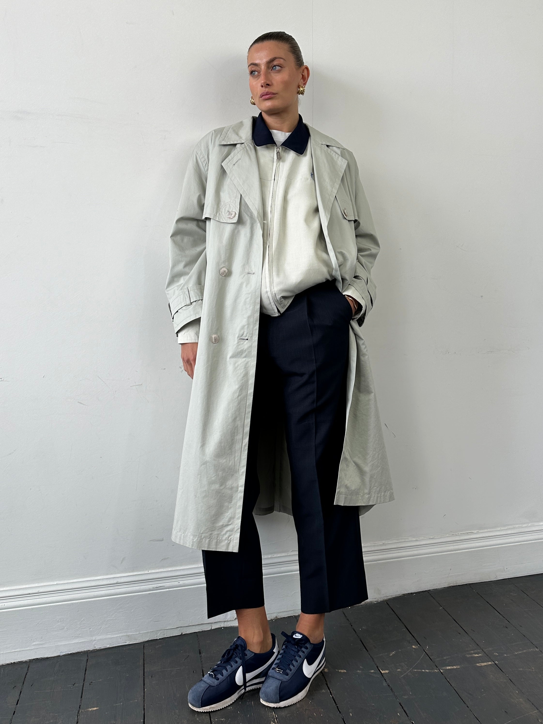 Vintage Shower Proof Belted Trench Coat - L - SYLK