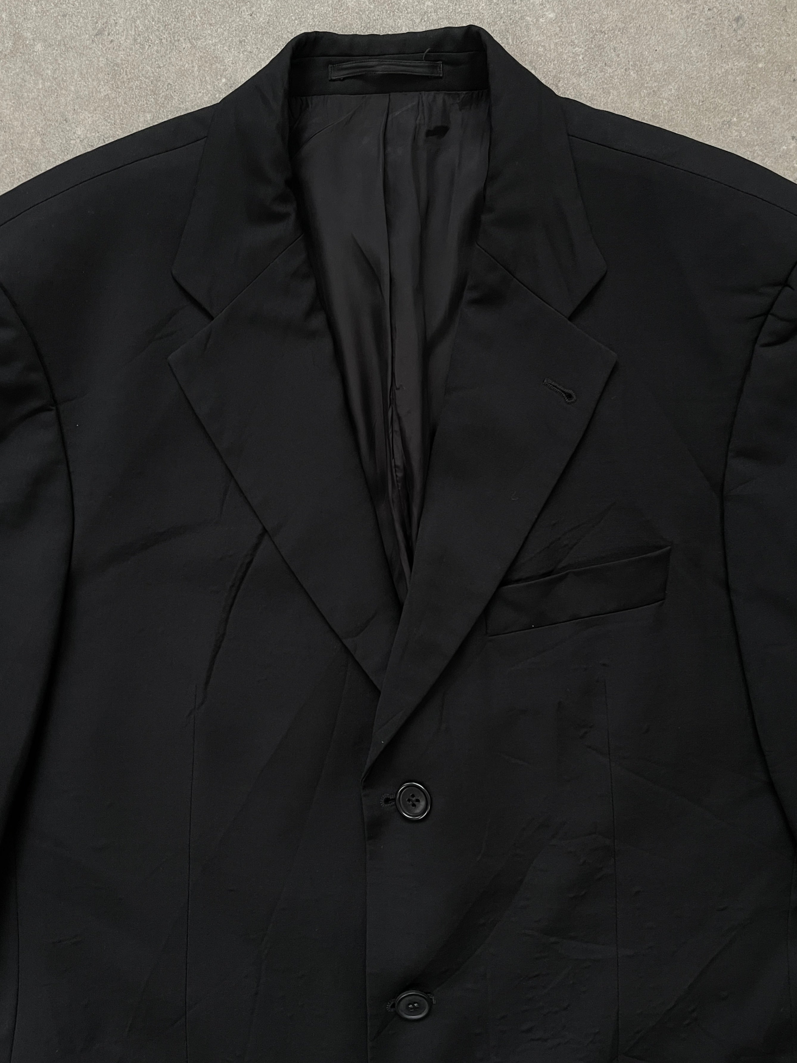 Hugo Boss x Loro Piana 1990s pure wool single-breasted blazer in size 42L/XL, tailored fit with classic lapel and button closure.