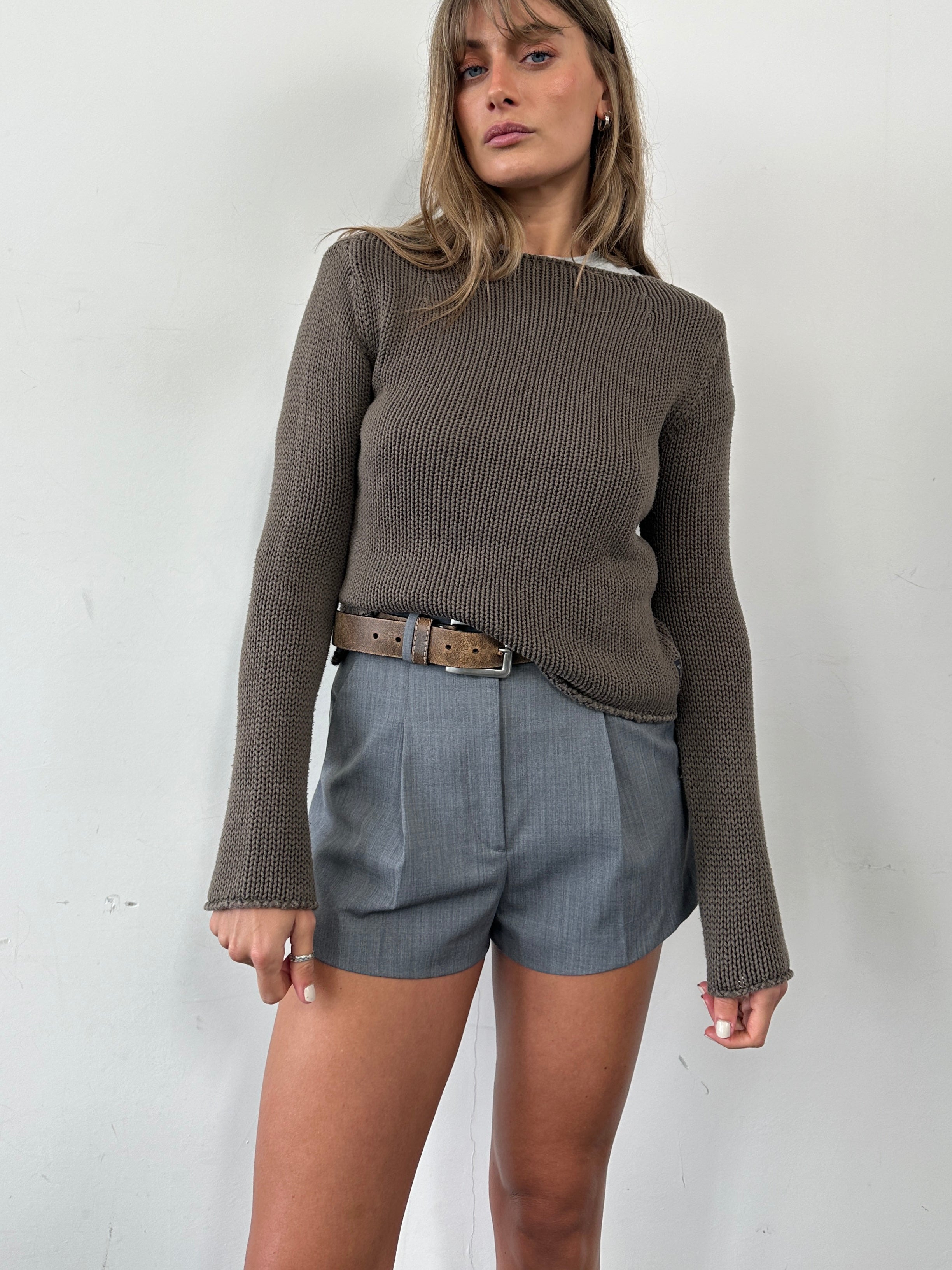 Armani Jeans pure cotton cropped knitted jumper in light color, displayed on a plain background.