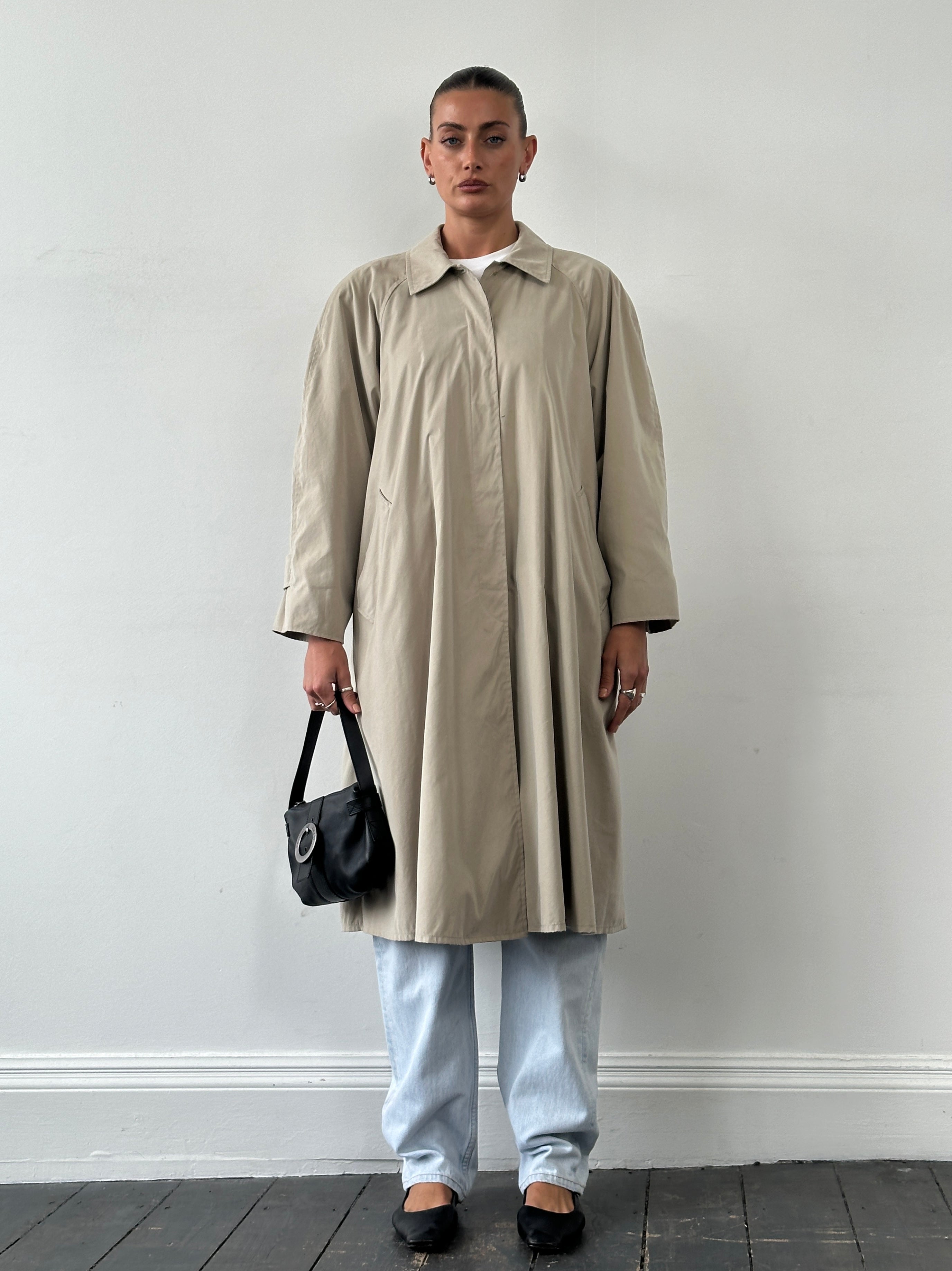 Max Mara Weekend Nylon A-line Trench Coat - L - SYLK