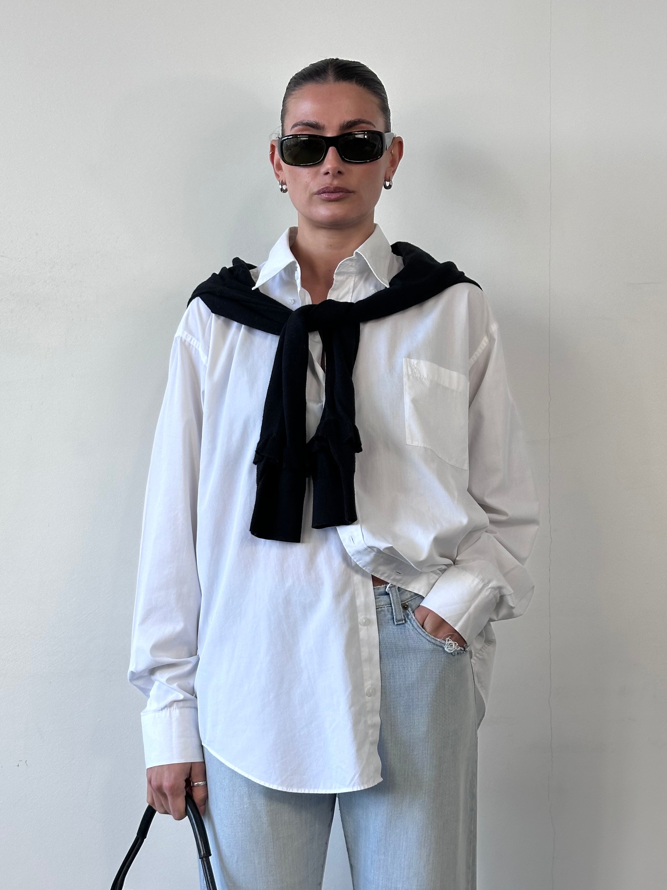 Yves Saint Laurent Pour Homme cotton logo shirt in XL, with visible YSL branding and classic button-front design.
