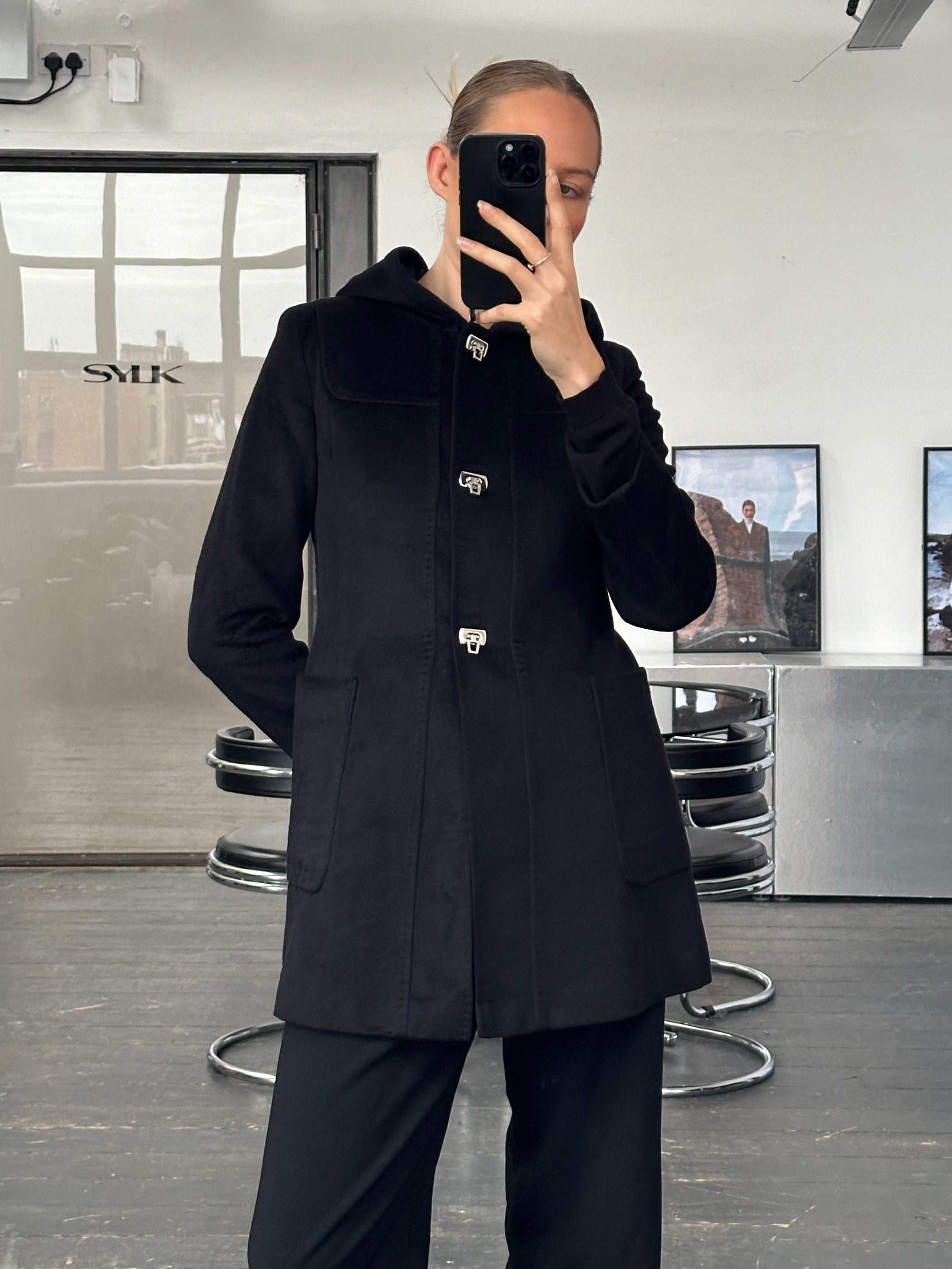 Max Mara Studio 2000s Pure Wool Hooded Coat - XS - SYLK