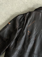 Vintage Distressed Leather Flight Jacket - XL/XXL - SYLK