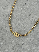 Christian Dior 18inch Gold Plated Logo Pendant Necklace - SYLK