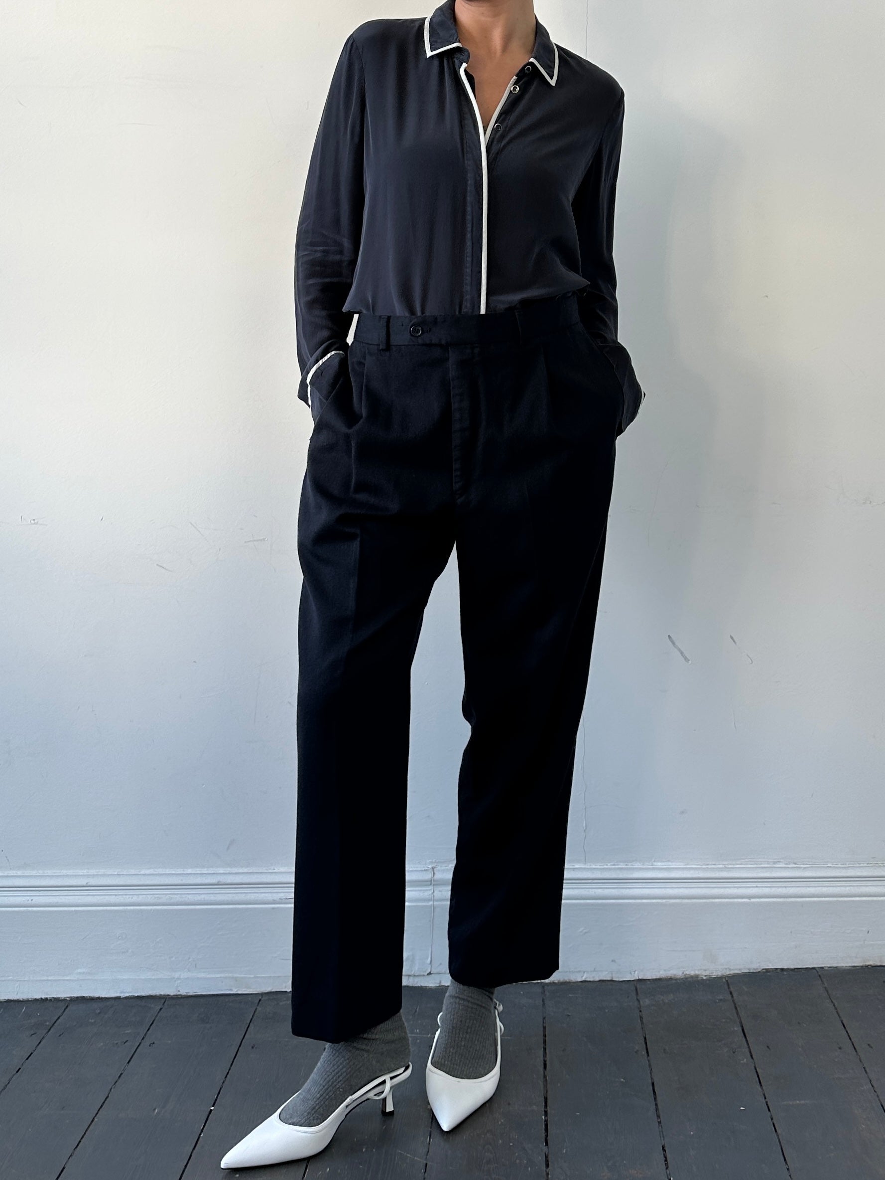 Armani Jeans silk pyjama shirt in size M, featuring a smooth fabric and stylish design, perfect for comfortable sleepwear.