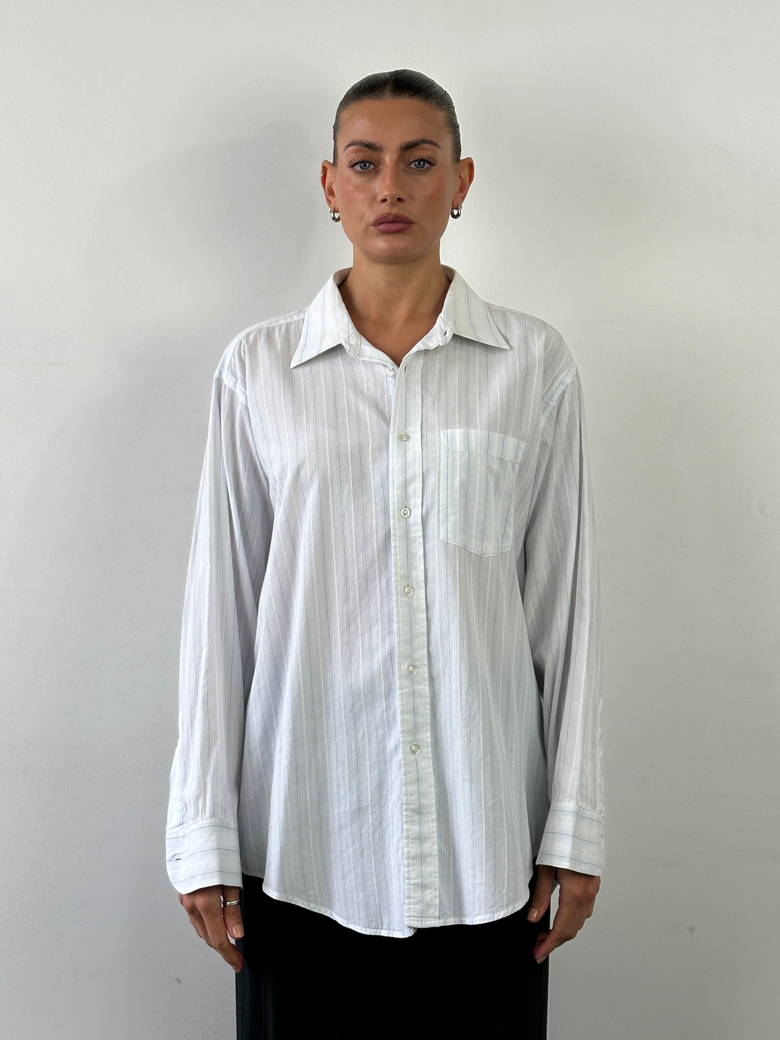 Christian Dior Monsieur striped pure cotton shirt in XL, showing the classic design and fabric texture.