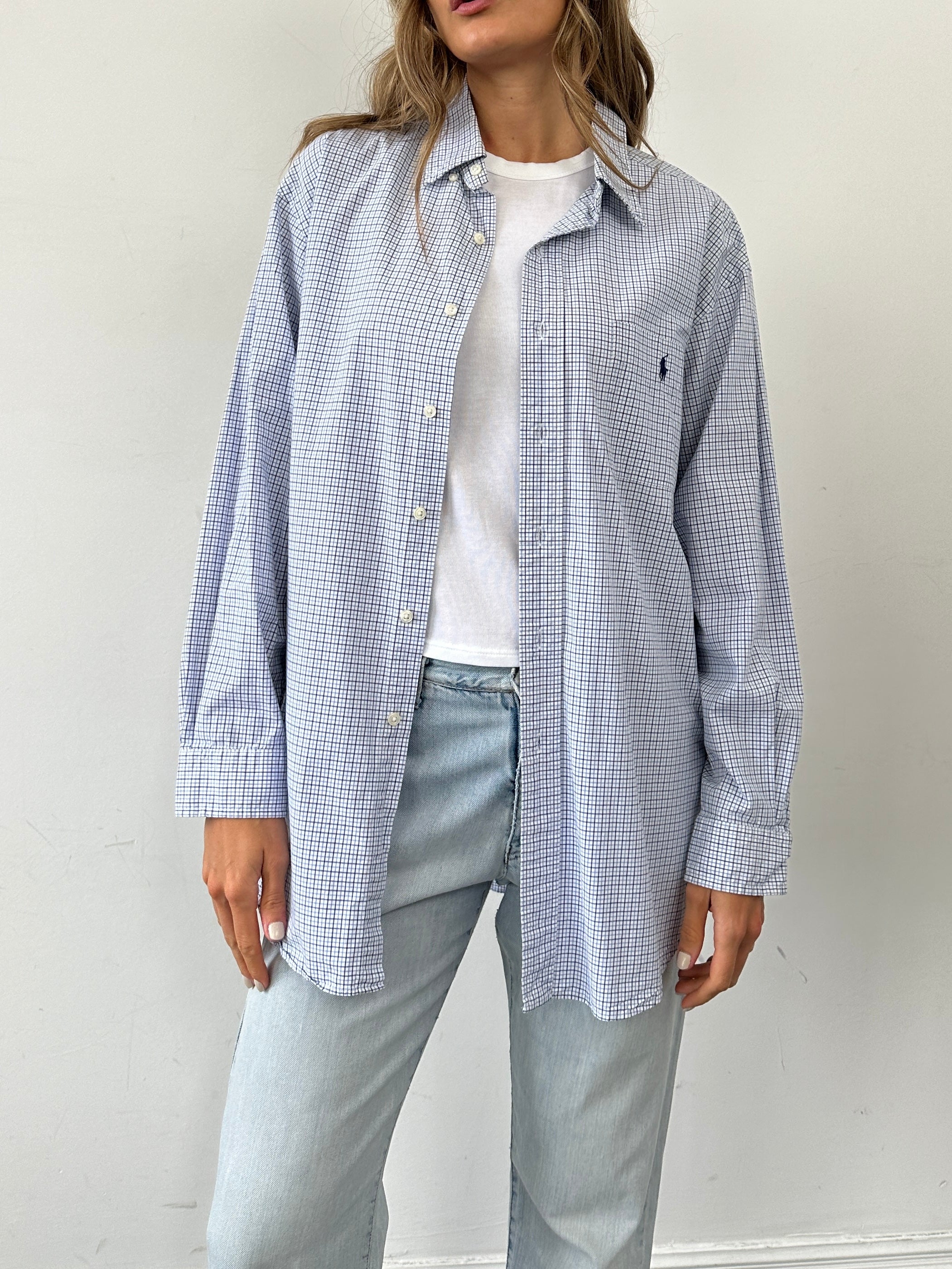 Ralph Lauren check pure cotton logo shirt in size XL, featuring a classic pattern and embroidered brand logo on the chest.