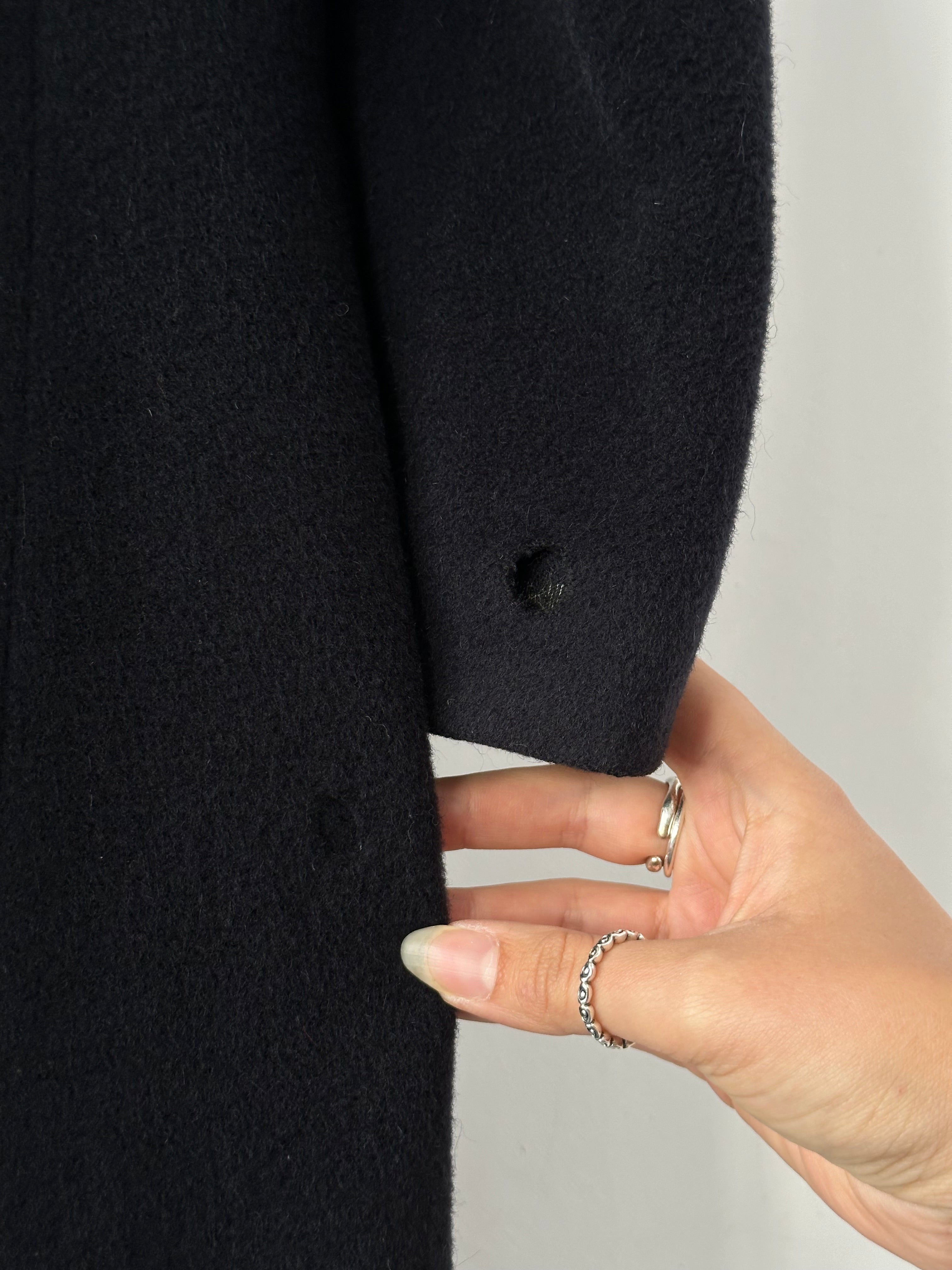 Yves Saint Laurent wool and alpaca double-breasted coat in XL, featuring a classic design and tailored fit.