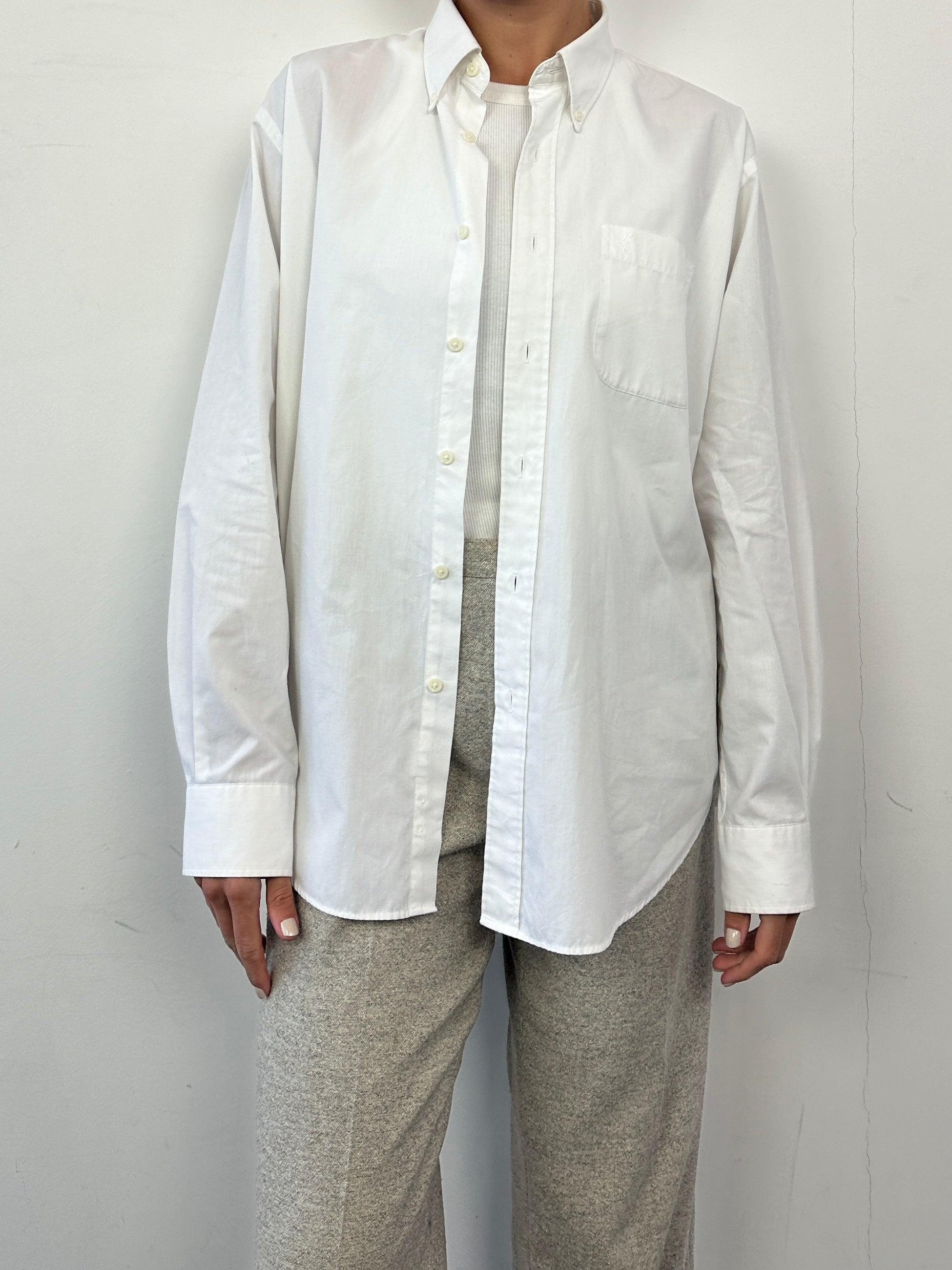 Yves Saint Laurent Pour Homme cotton logo shirt in size M, featuring the brand's signature logo and classic design.
