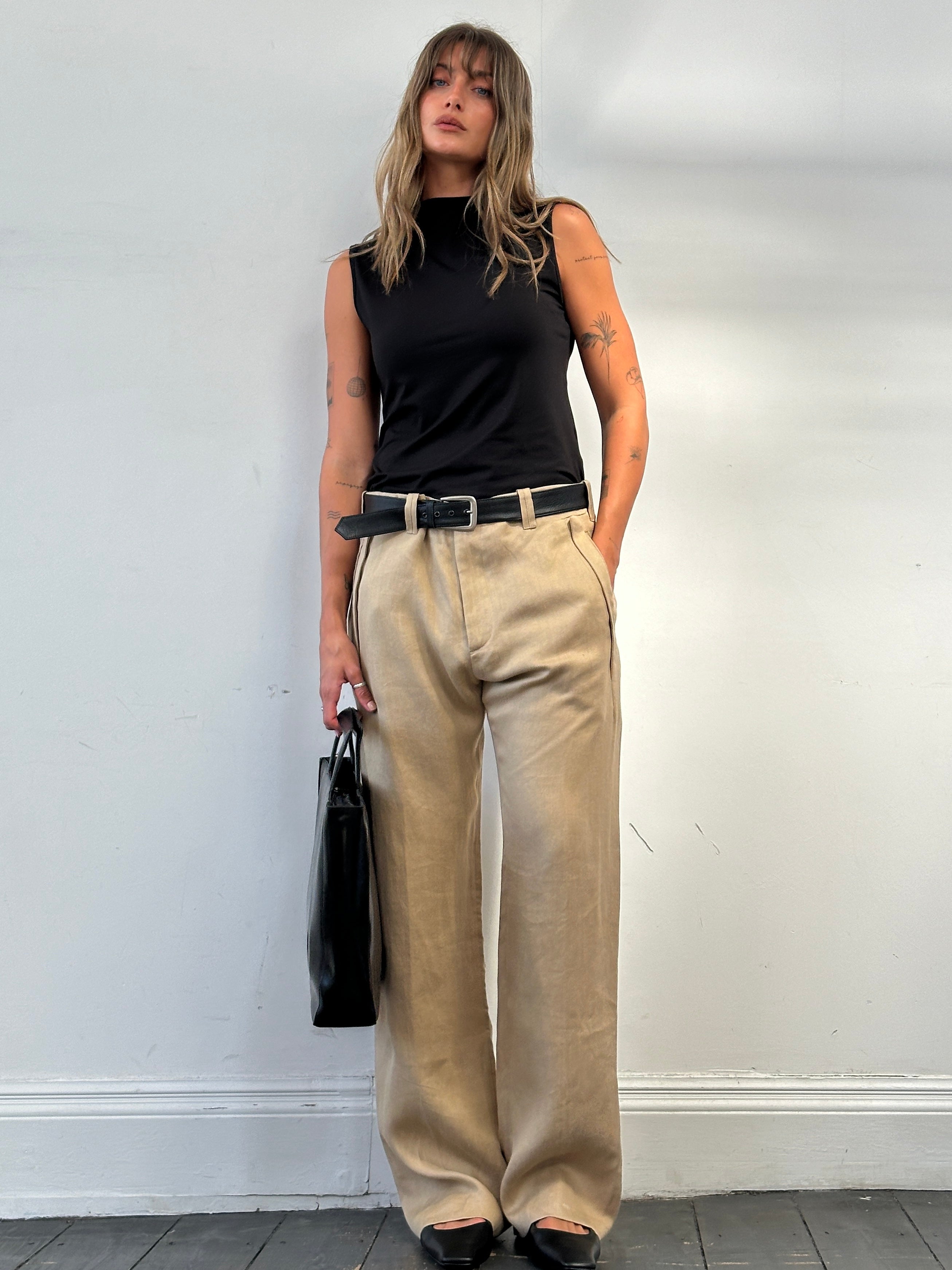 Versace Pure Ramie Straight Leg Trousers - W34 - SYLK