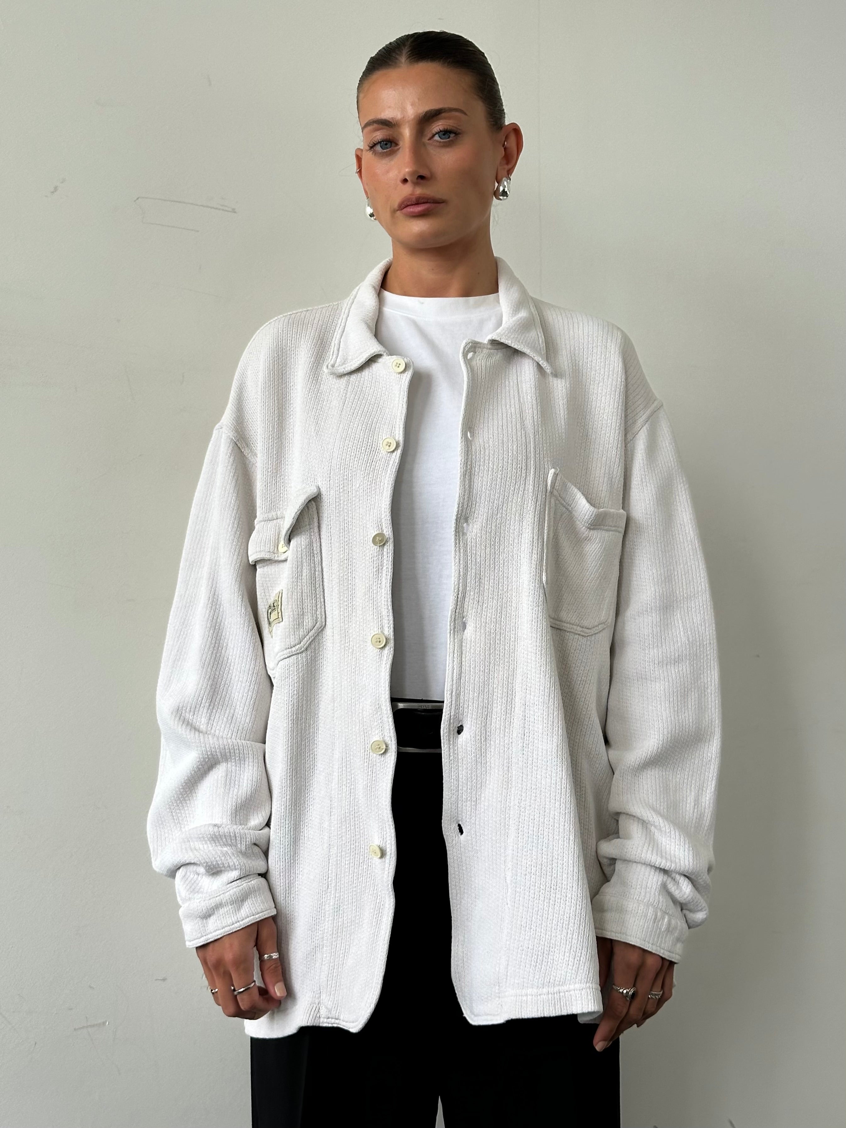 Avirex heavyweight pure cotton over shirt in XXL, displayed on a hanger showing the front view with button details.