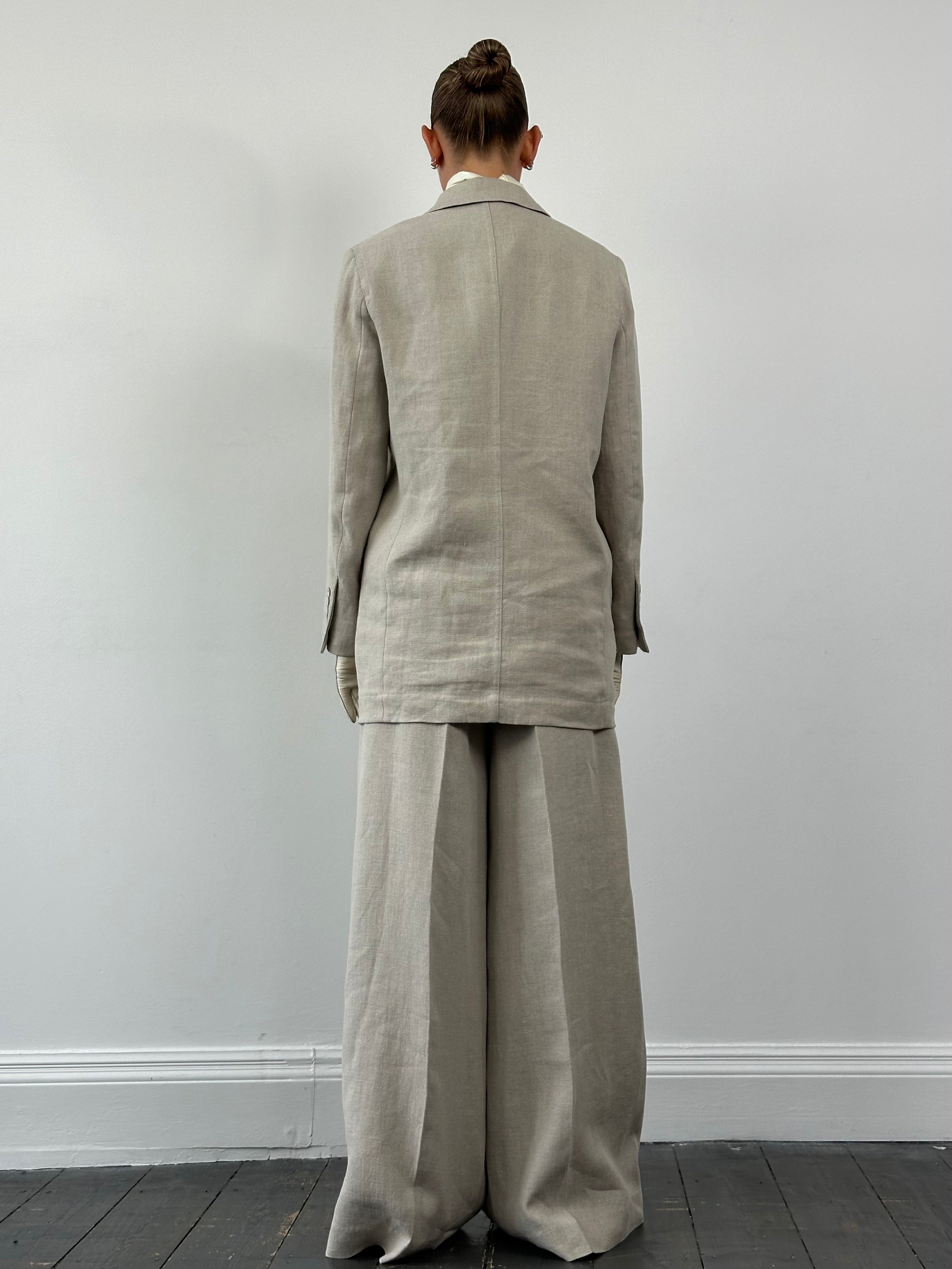 Max Mara Runway Pure Linen Wide Leg Suit - L/UK12 - SYLK