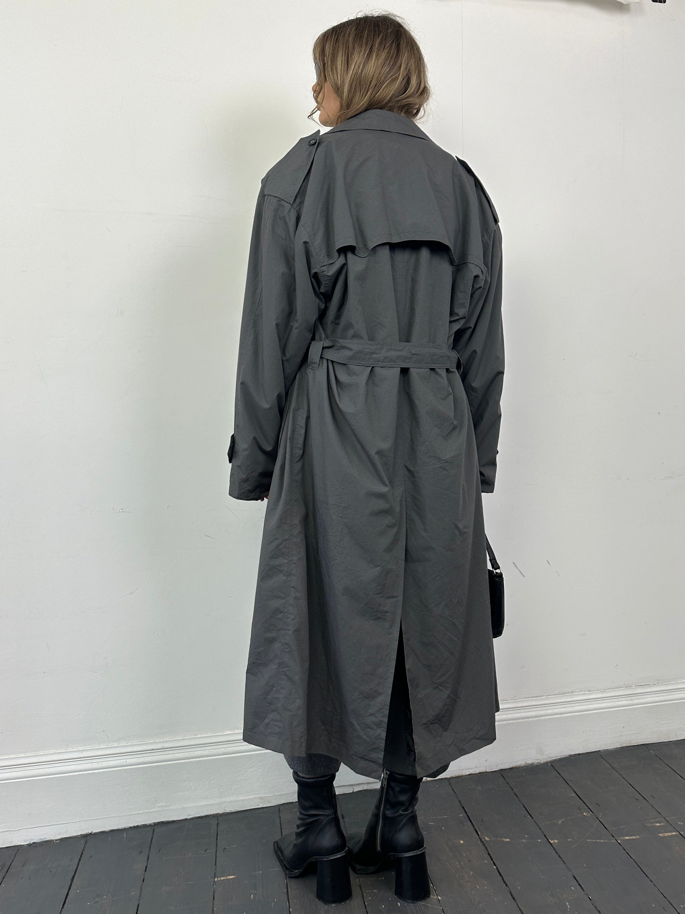 Christian Dior Monsieur cotton double-breasted belted trench coat in XL, beige color, showing front view with classic style and tailored fit.