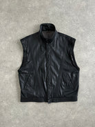 Vinatge Leather Bomber Gilet Jacket - XL - SYLK