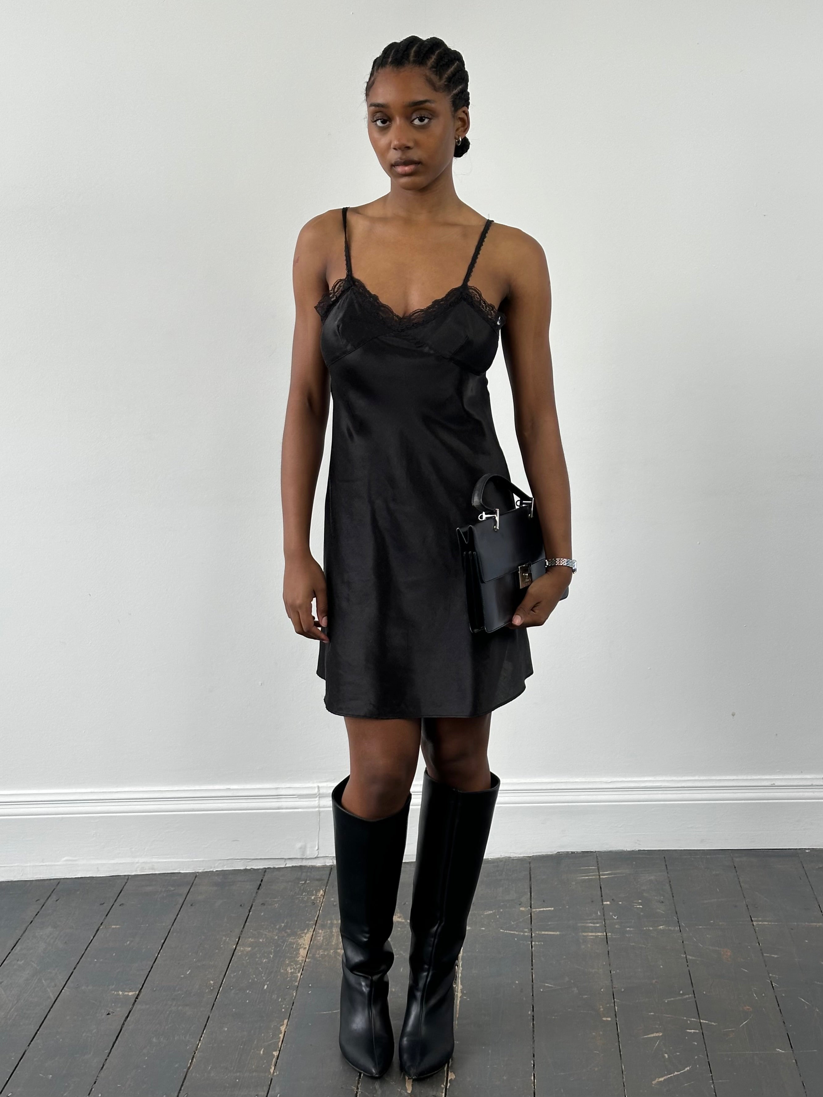 Vintage 2000s Lace Mini Slip Dress - M - SYLK