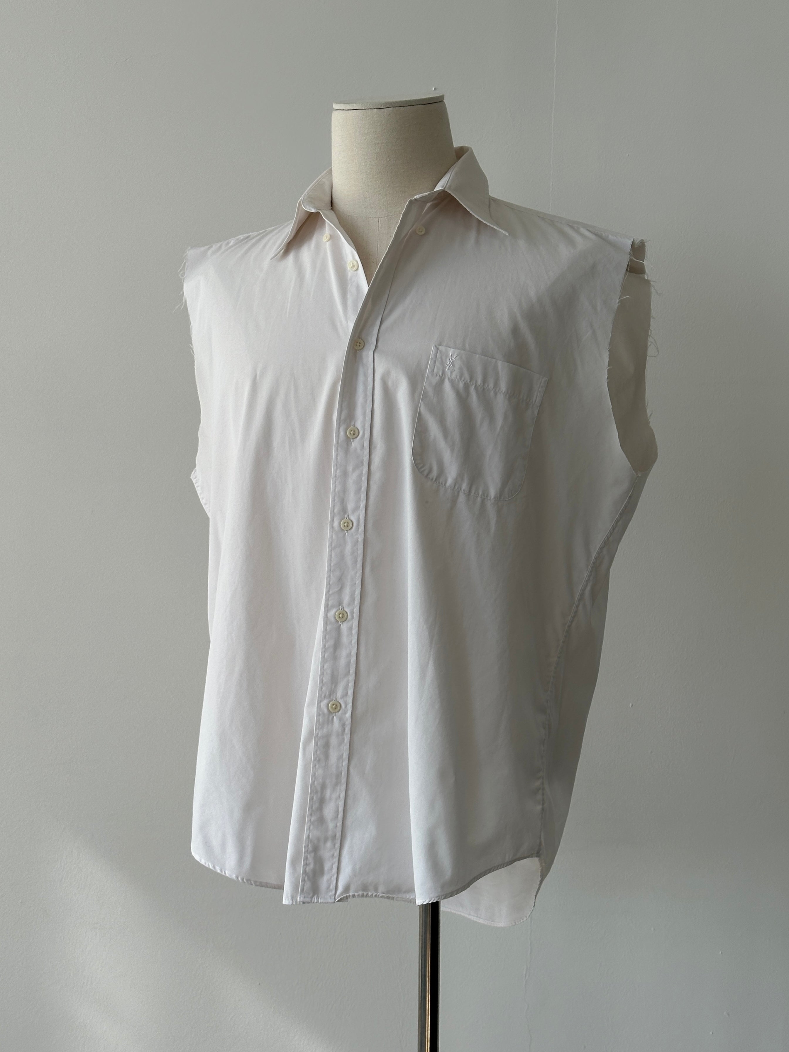 Yves Saint Laurent 2000s Cotton Sleeveless Logo Shirt - L