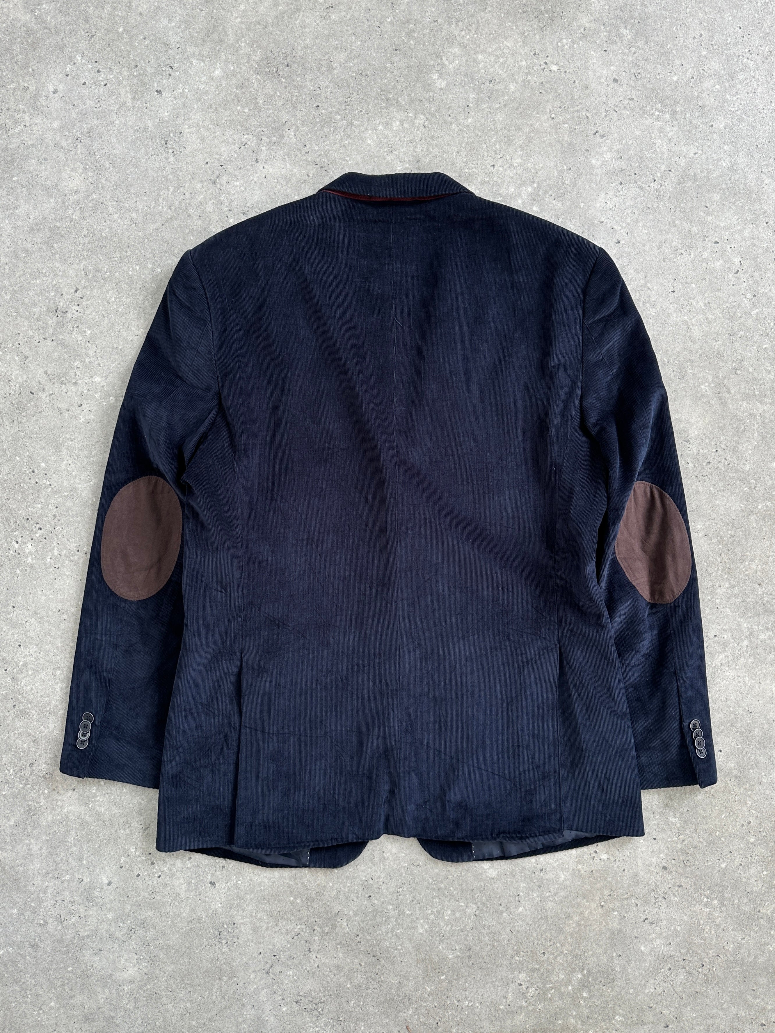Tommy Hilfiger 2000s corduroy blazer in size 42L/XL, single-breasted with classic fit and navy blue color.