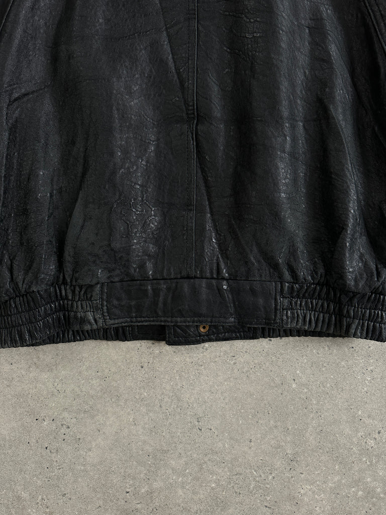 Vintage Distressed Leather Bomber Jacket - L - SYLK