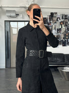 Vintage 1990s Square Buckle Woven Leather Belt - W31-35 - SYLK