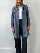 Vintage 80s Concealer Placket Belted Trench Coat - S - SYLK