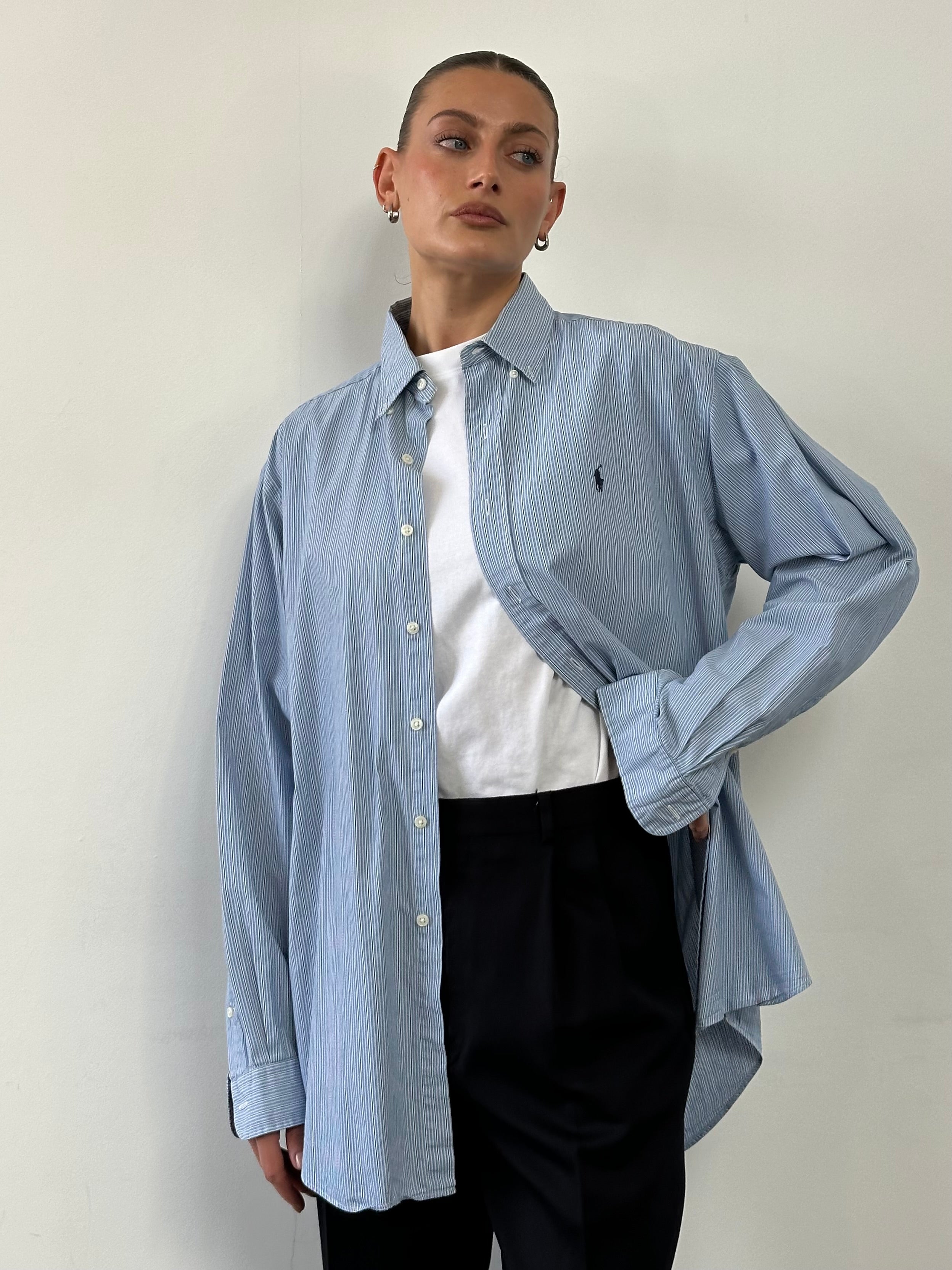 Ralph Lauren Stripe Pure Cotton Logo Shirt - XL - SYLK