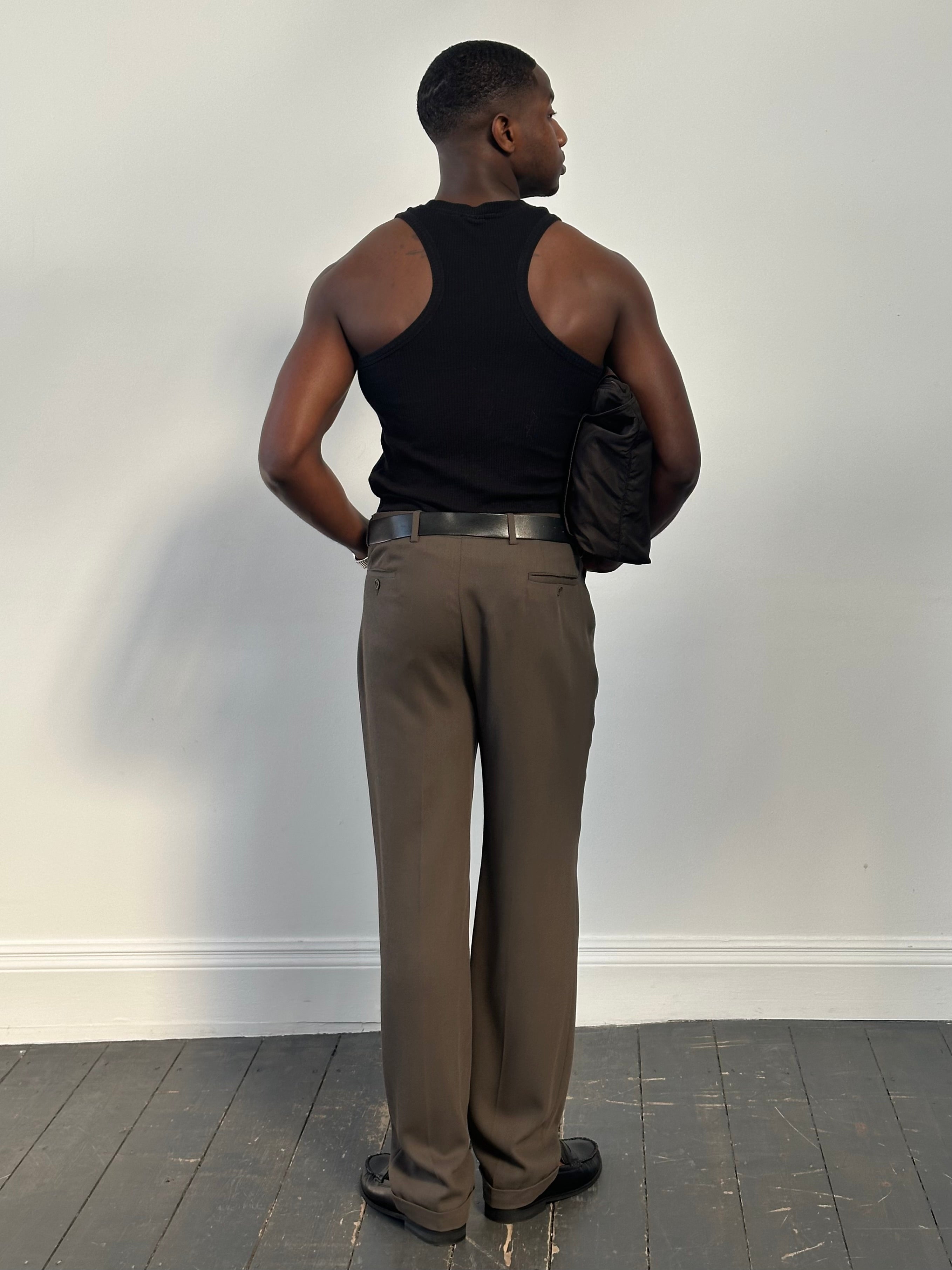 Giorgio Armani Wool Straight Leg High Waisted Trousers - W34