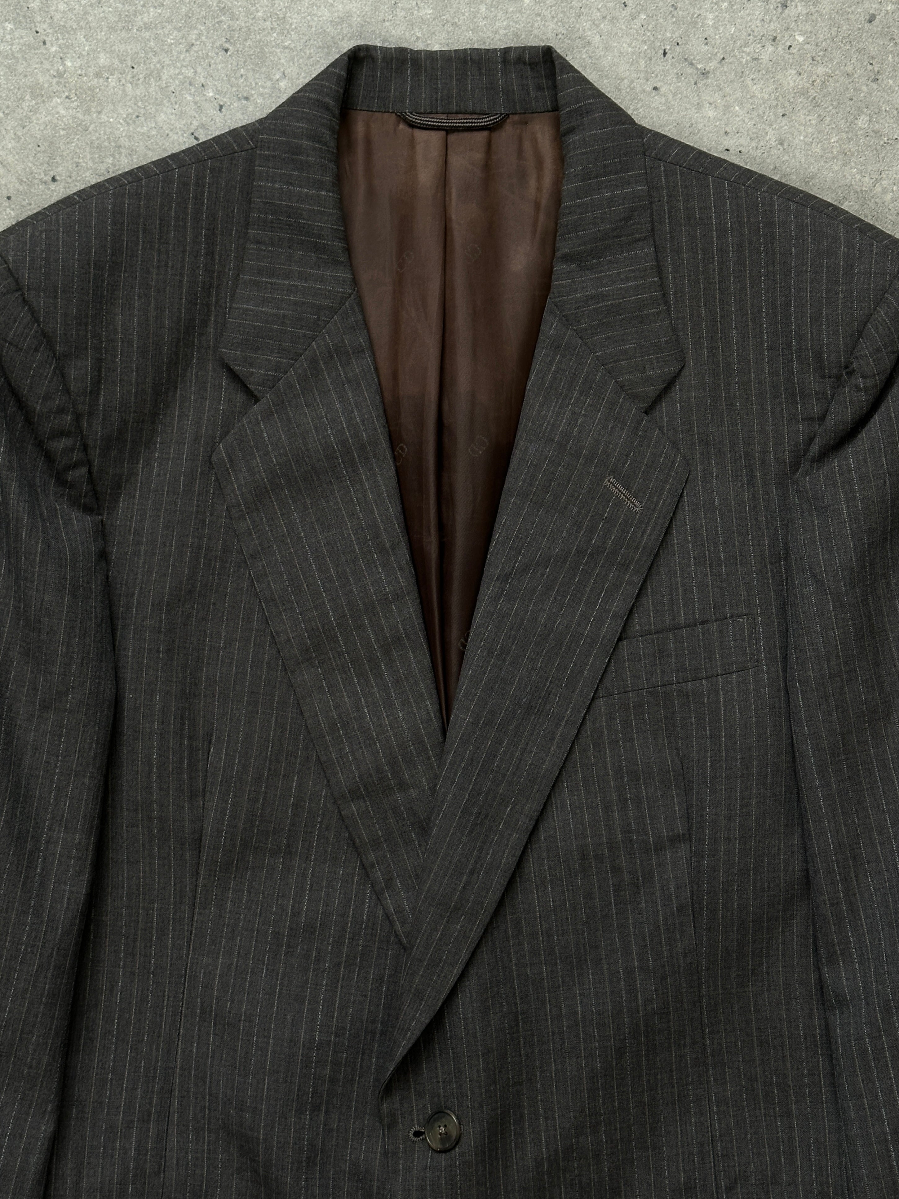 Christian Dior Monsieur 1990s stripe single-breasted blazer, size 40R/L, tailored men's blazer with classic design.