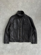 Vintage High Neck Leather Jacket - XL - SYLK