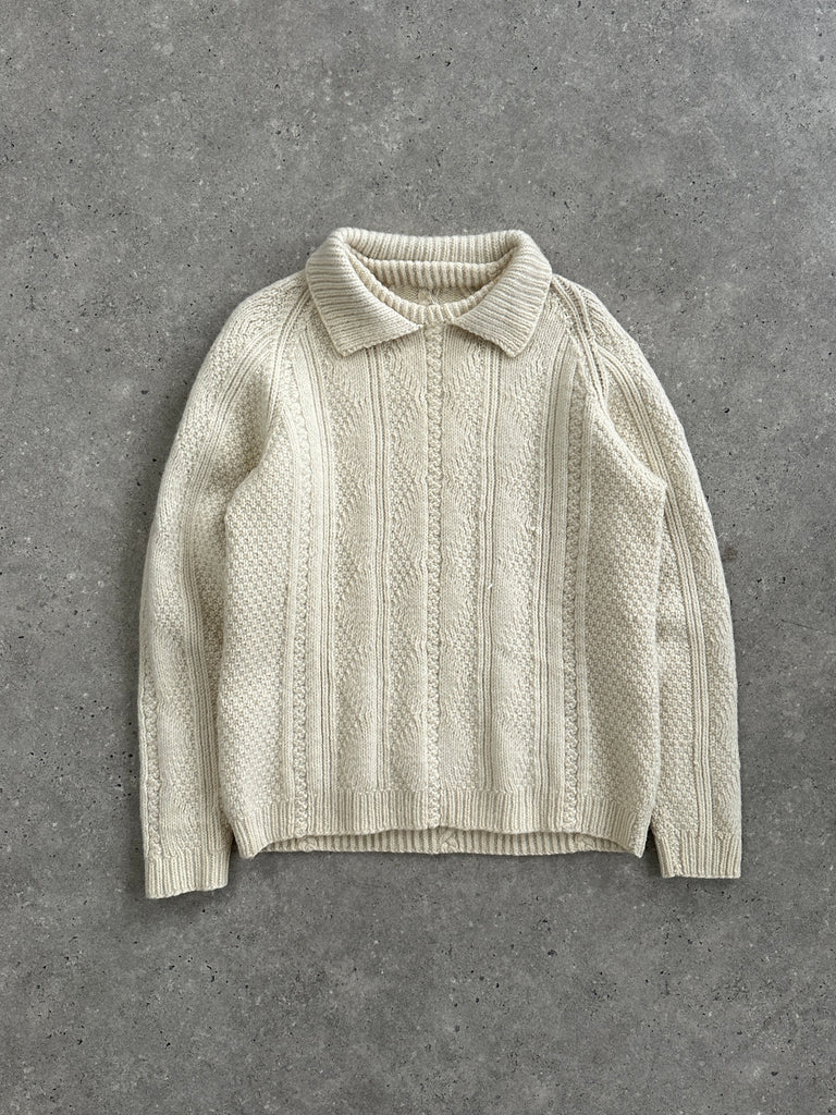 Vintage Pure Wool Knitted Collared Jumper - XS/S - SYLK