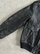 Vintage Distressed Leather Bomber Jacket - M/L - SYLK