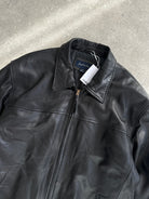 Vintage Minimal Leather Bomber Jacket - XL/XXL - SYLK