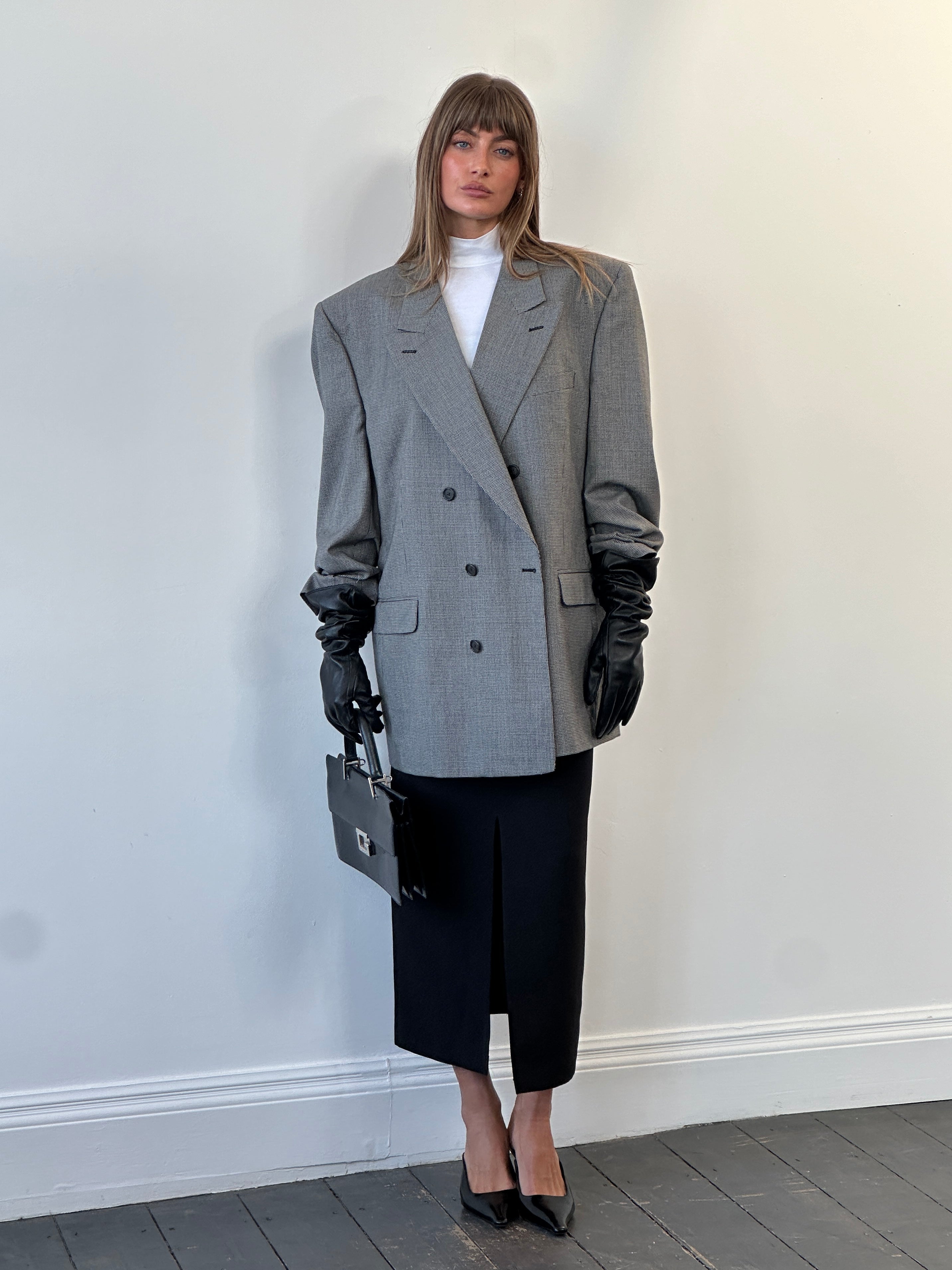 **Christian Dior Monsieur 1980s Pure Wool Houndstooth Blazer - 44R/XL - SYLK