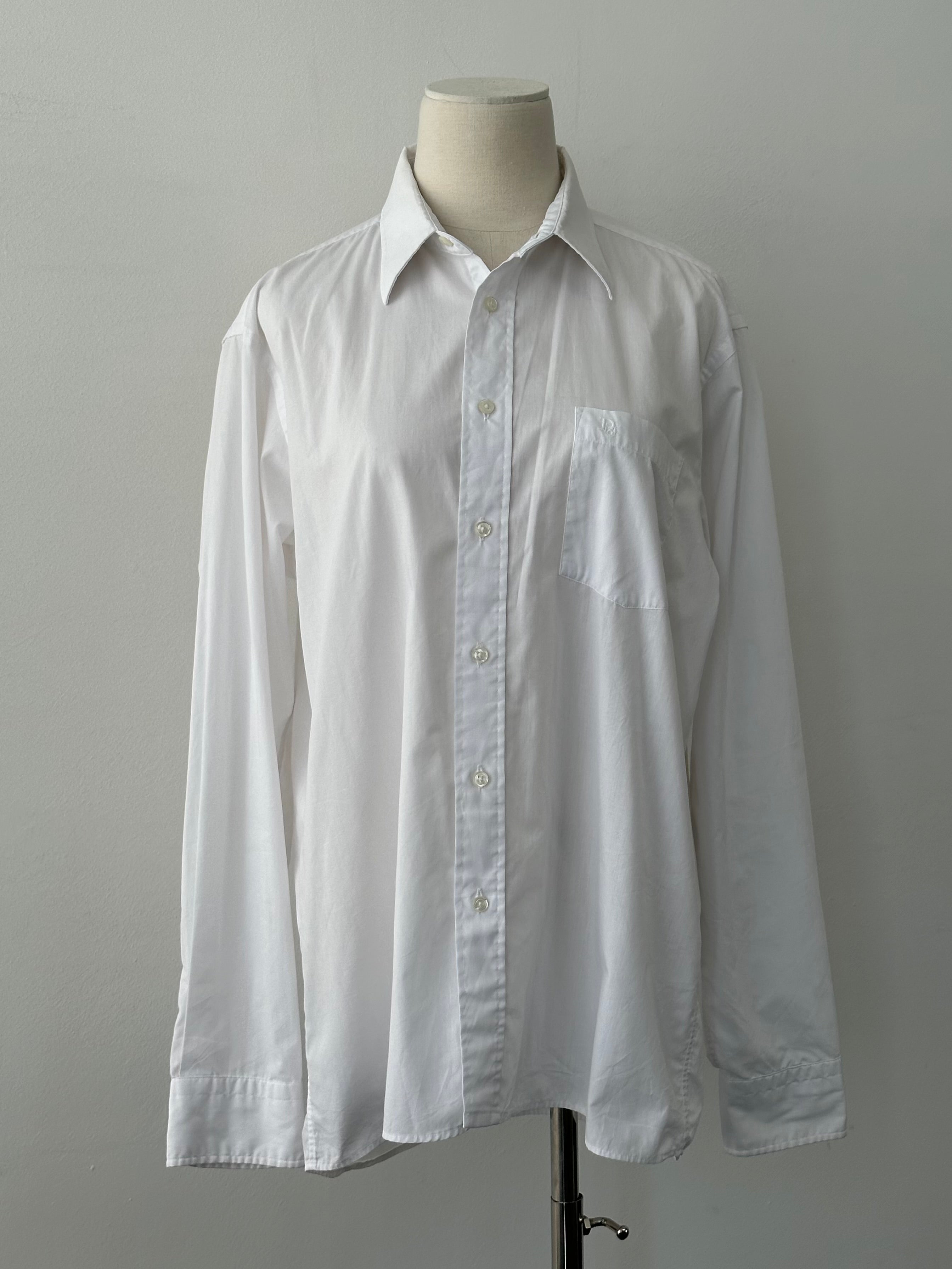 Christian Dior 1990s cotton logo shirt, men's medium, white with Dior branding, casual fashion top with classic design