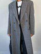 British Vintage Pure Wool Double Breasted Herringbone Coat - L/XL - SYLK
