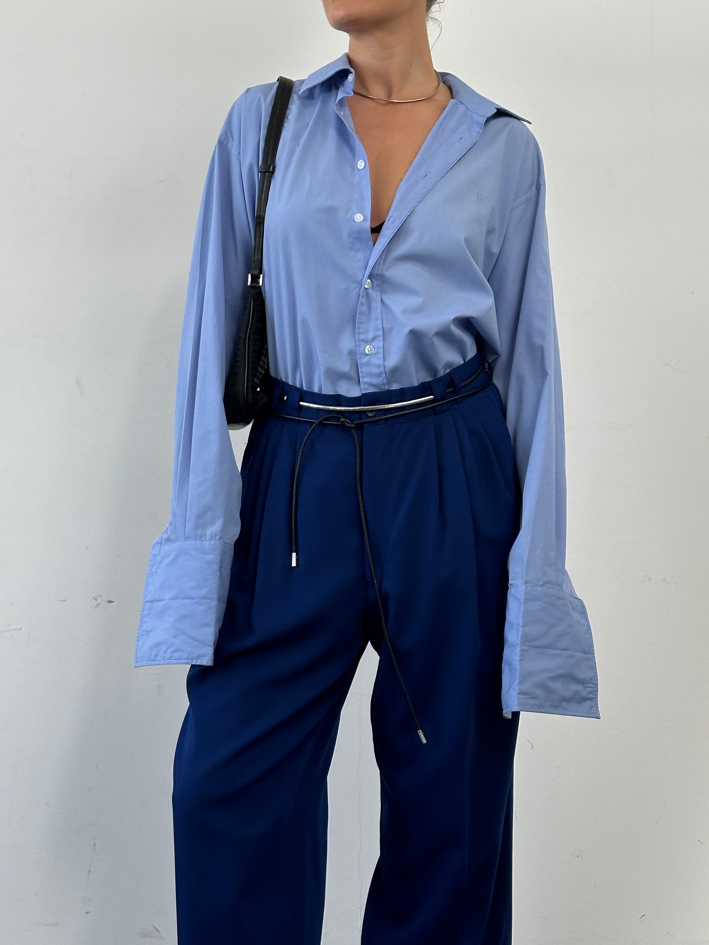 Versace Classic V2 wool high-waisted tailored trousers with pleats in size W34, featuring a sleek, structured fit.