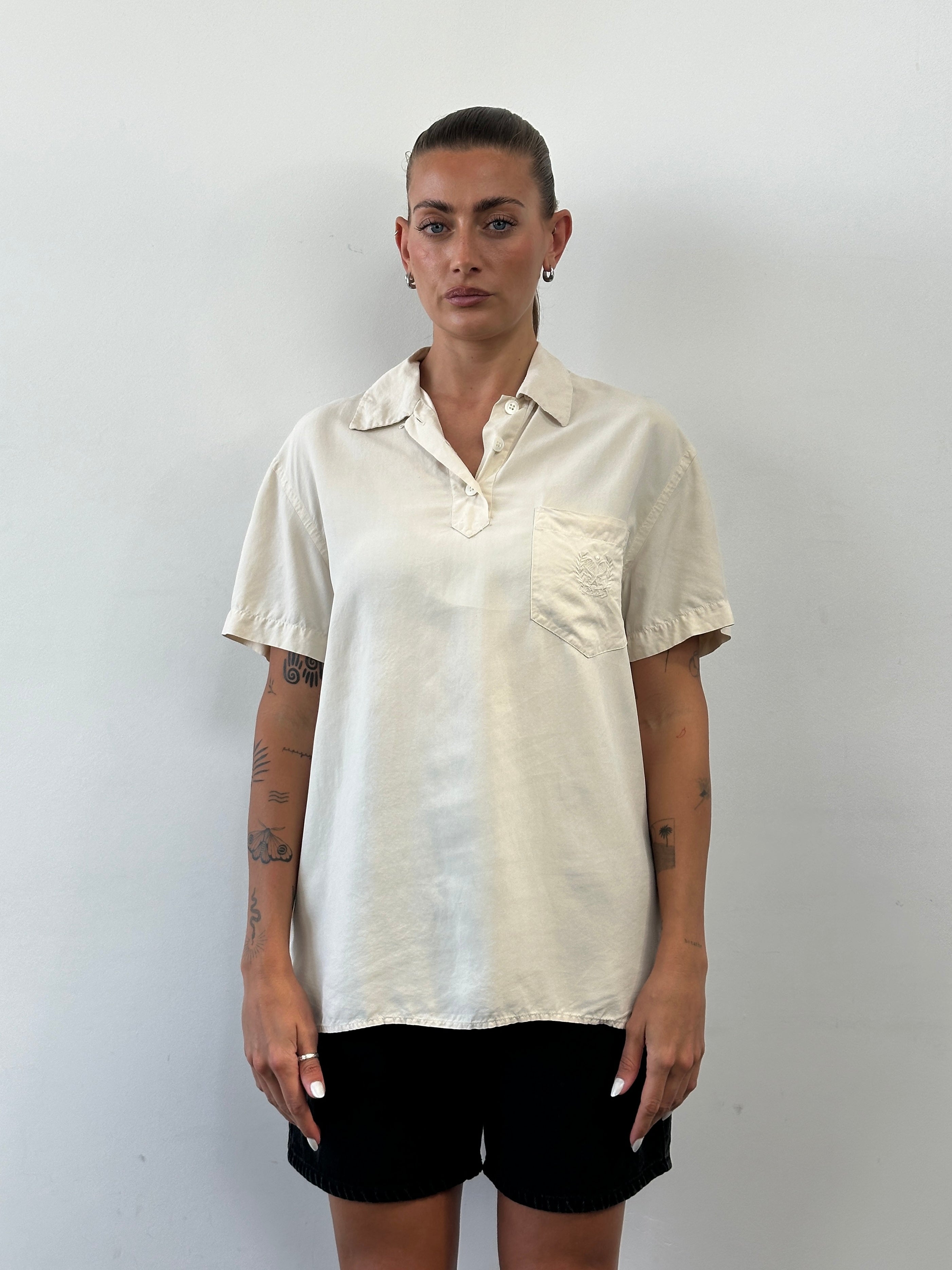 Ralph Lauren Pure Silk Short Sleeve Logo Polo Top - M - SYLK