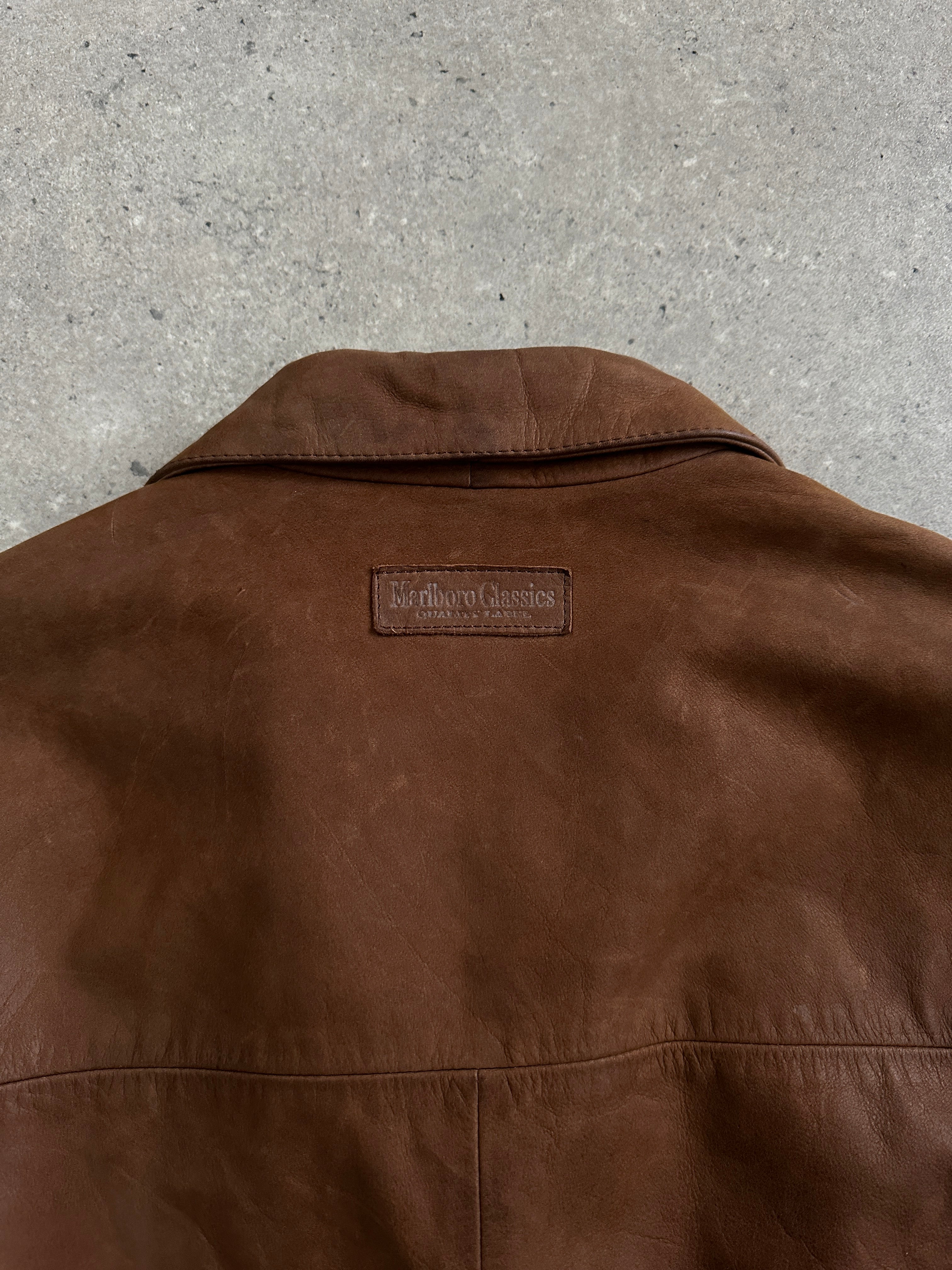 Marlboro Classics 1990s Leather Jacket - L/XL | SYLK