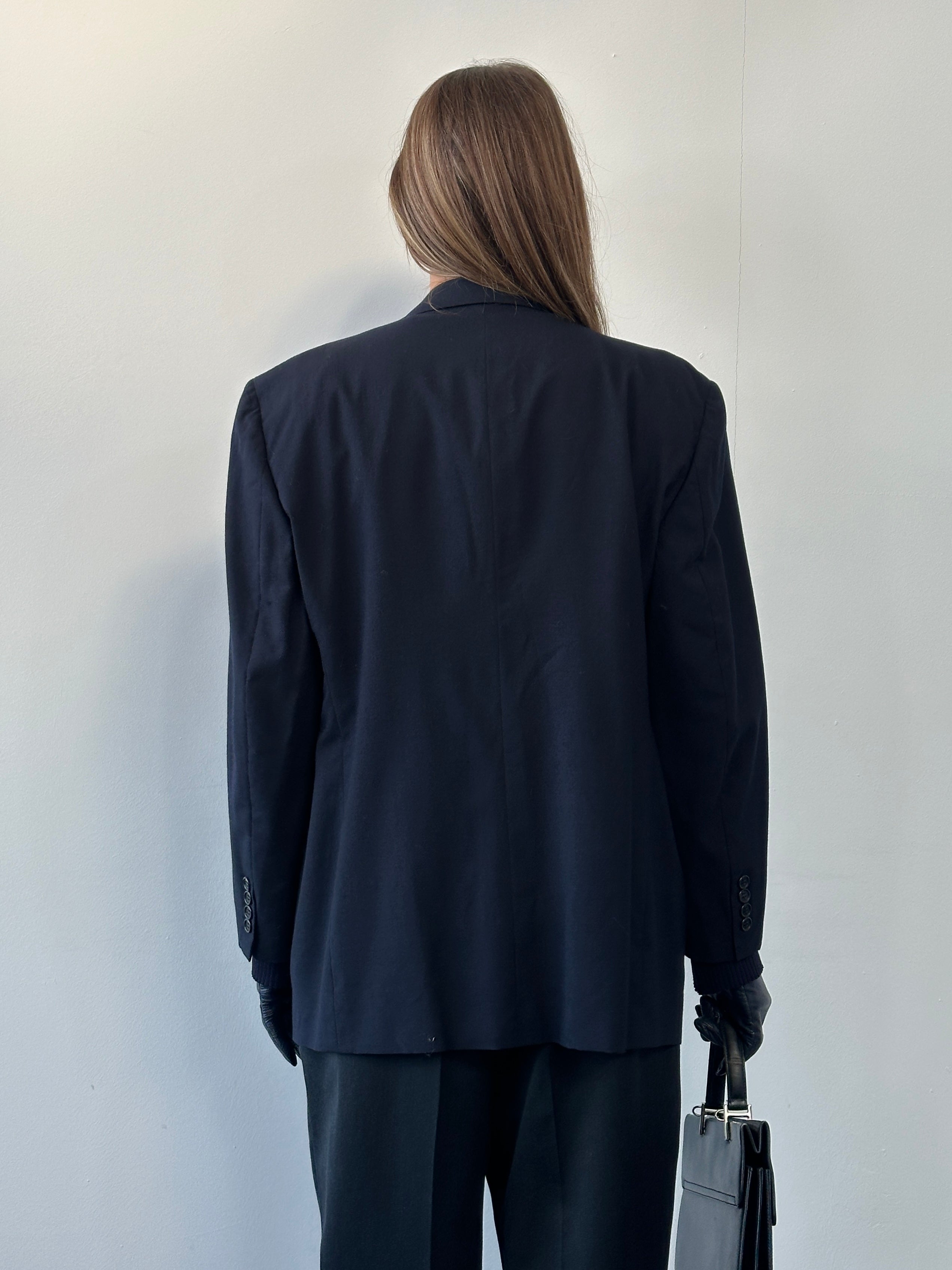 Christian Dior Monsieur 1980s pure wool single-breasted blazer in size 42S/L, shown in a classic tailored fit.