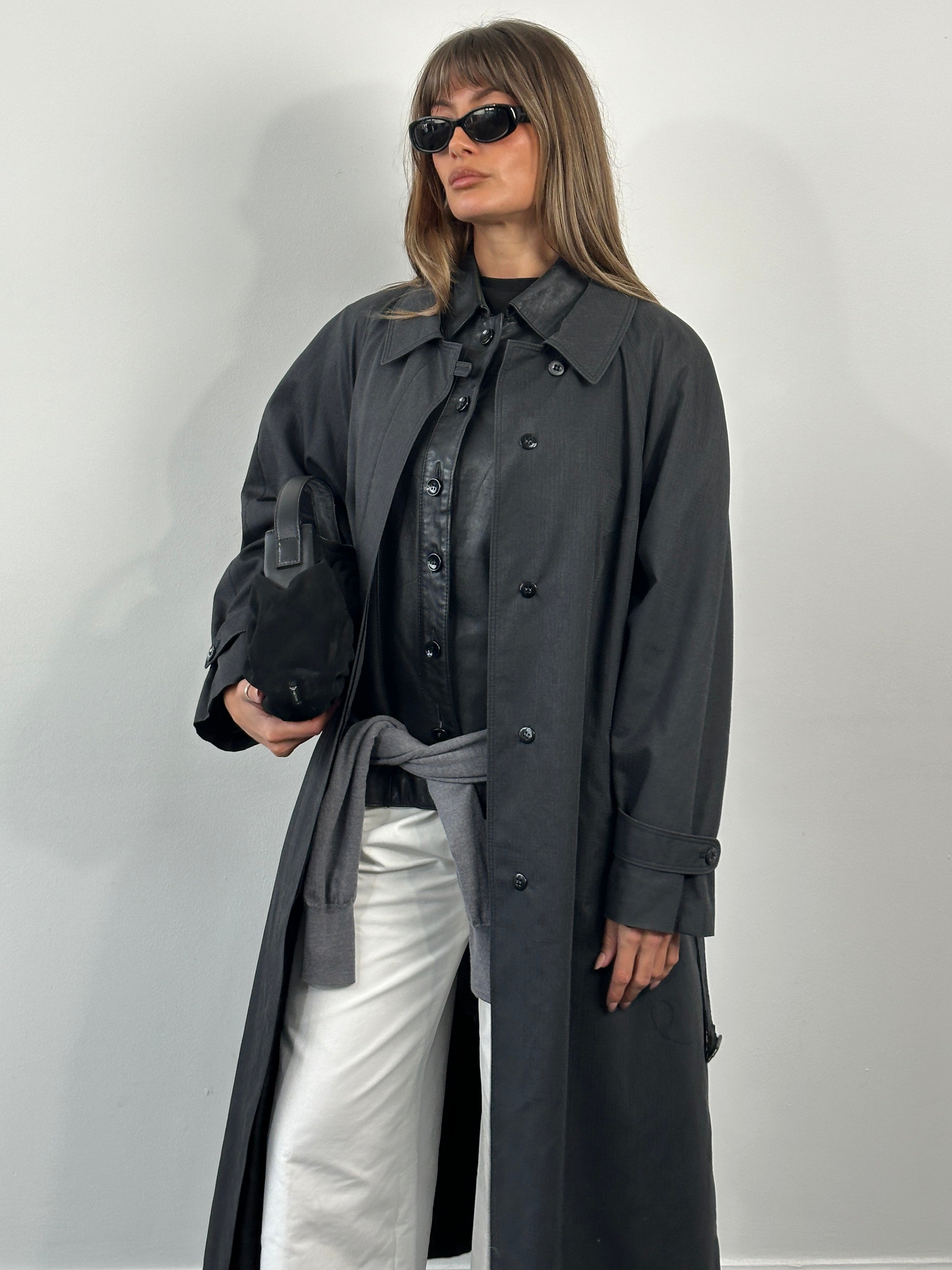 Italian Vintage 1990s Belted Trench Coat - L/XL - SYLK