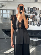 Vintage 2000s Lace Sheer Babydoll Satin Top - M - SYLK