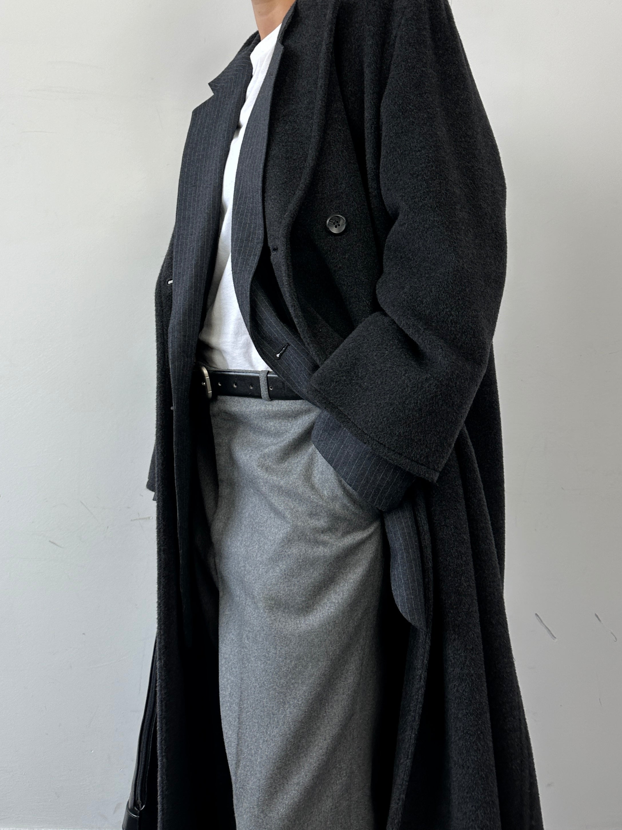 Marella Wool Cashmere Double Breasted Coat in size M, featuring a classic tailored design and button details, displayed on a hanger.