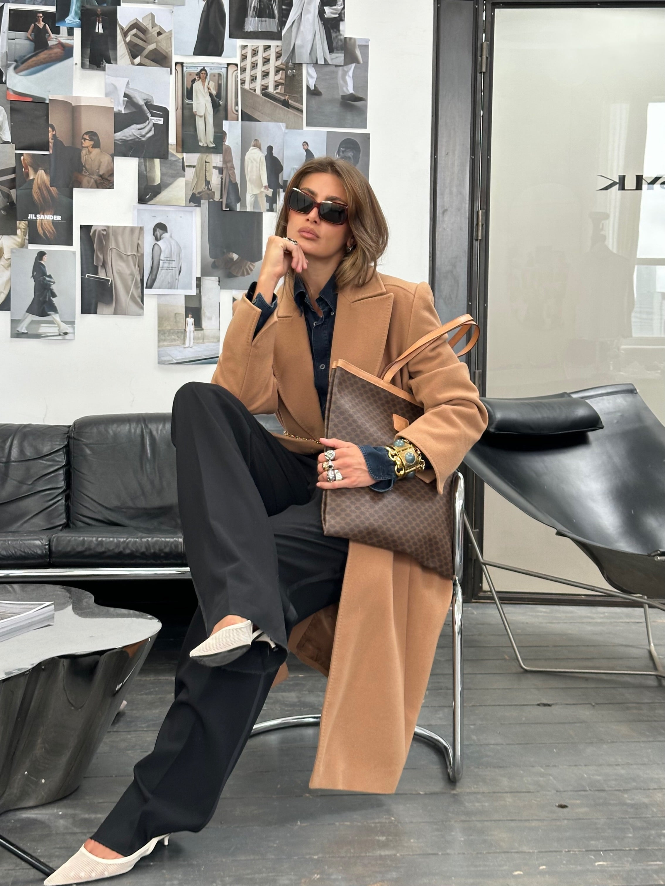 Valentino 1990s pure wool double-breasted belted coat in size L, featuring classic tailored design and bespoke button details.