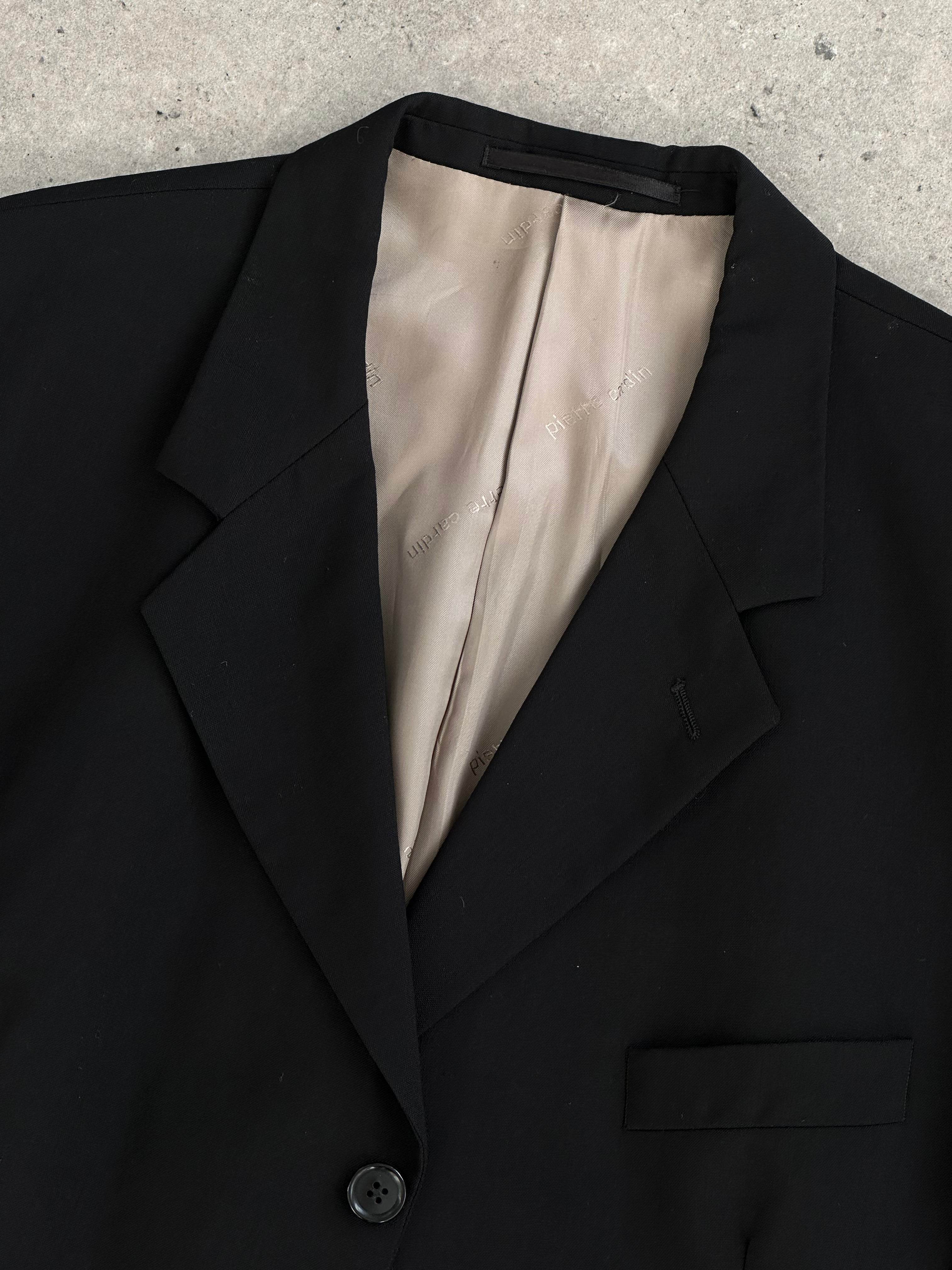 Pierre Cardin pure wool single-breasted blazer in XL/XXL, shown in a stylish dark color with notch lapels and tailored fit.