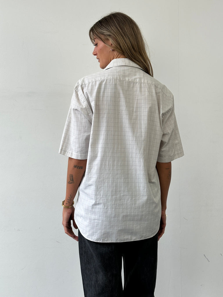 Yves Saint Laurent Check Cotton Logo Short Sleeve Shirt - L - SYLK