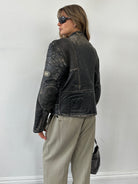 Vintage Motorcycle Distressed Leather Jacket - M/L - SYLK