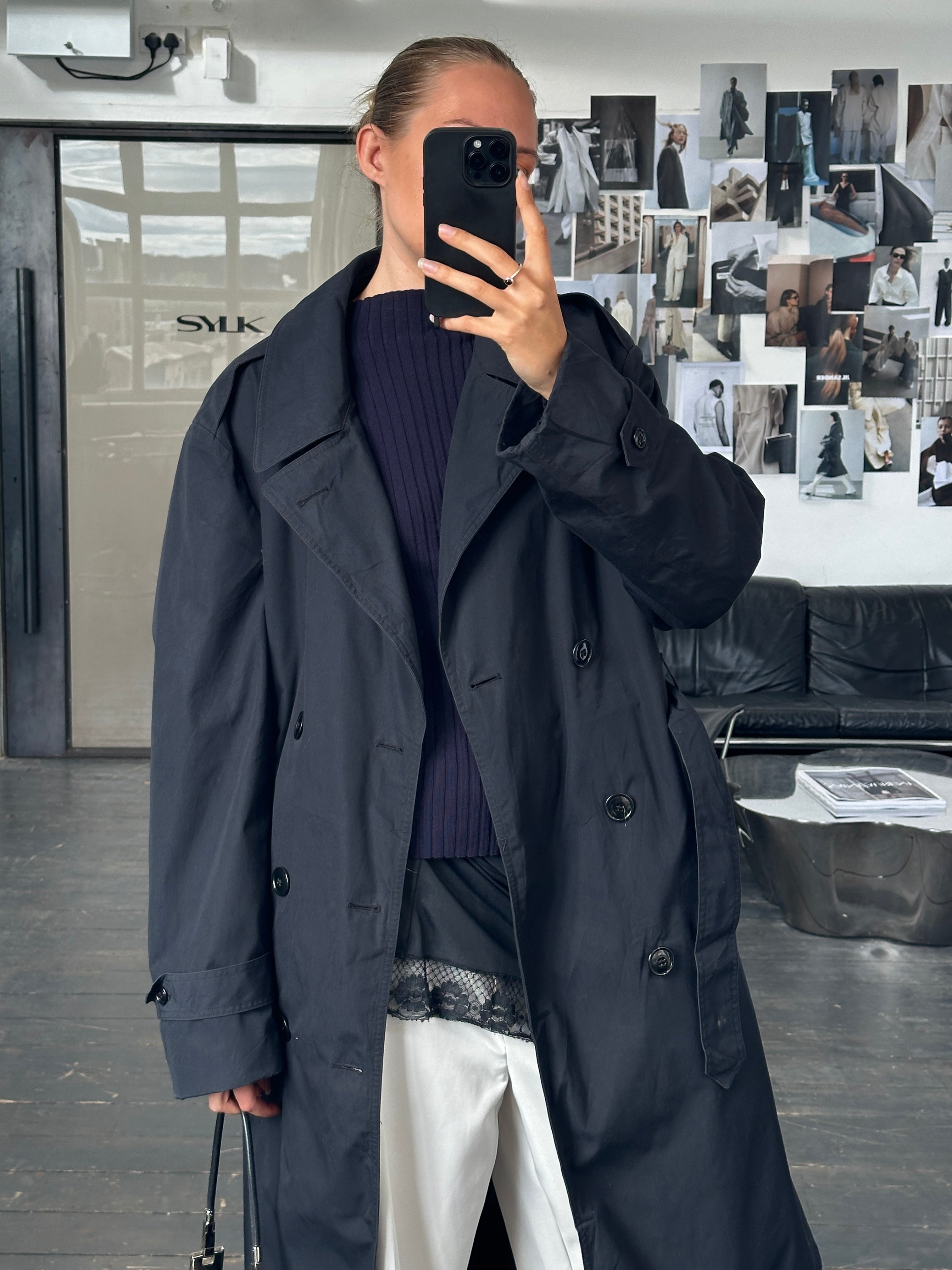 USA Vintage 1996 Cotton Double Breasted Belted Trench Coat - L/XL - SYLK