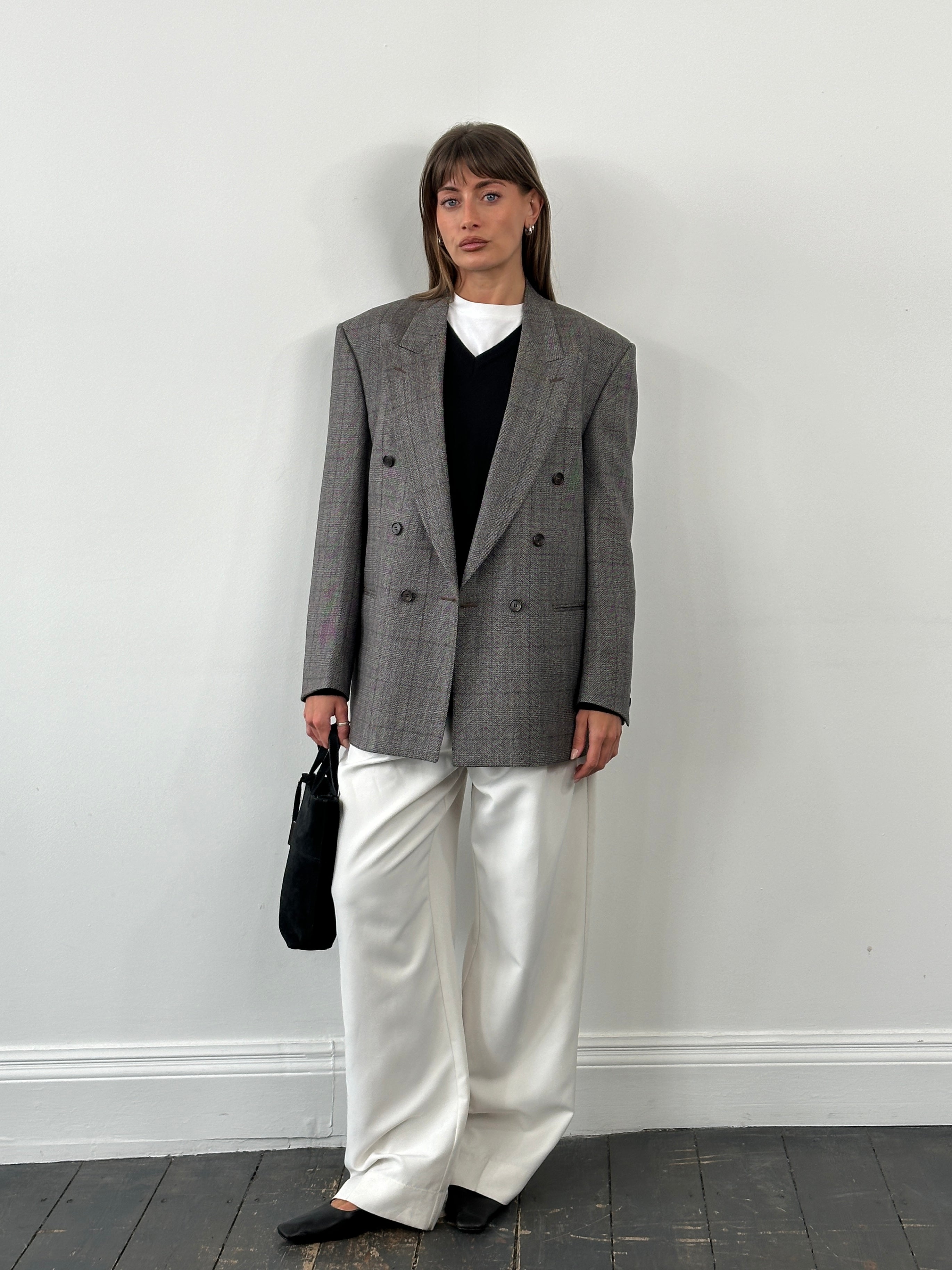 Christian Dior Monsieur 1990s double-breasted blazer in size 38R/M, tailored fit with classic lapels and dark fabric.