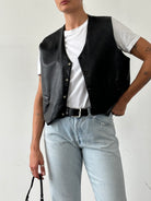 Italian Vintage Smooth Faux Leather Waistcoat - L/XL - SYLK